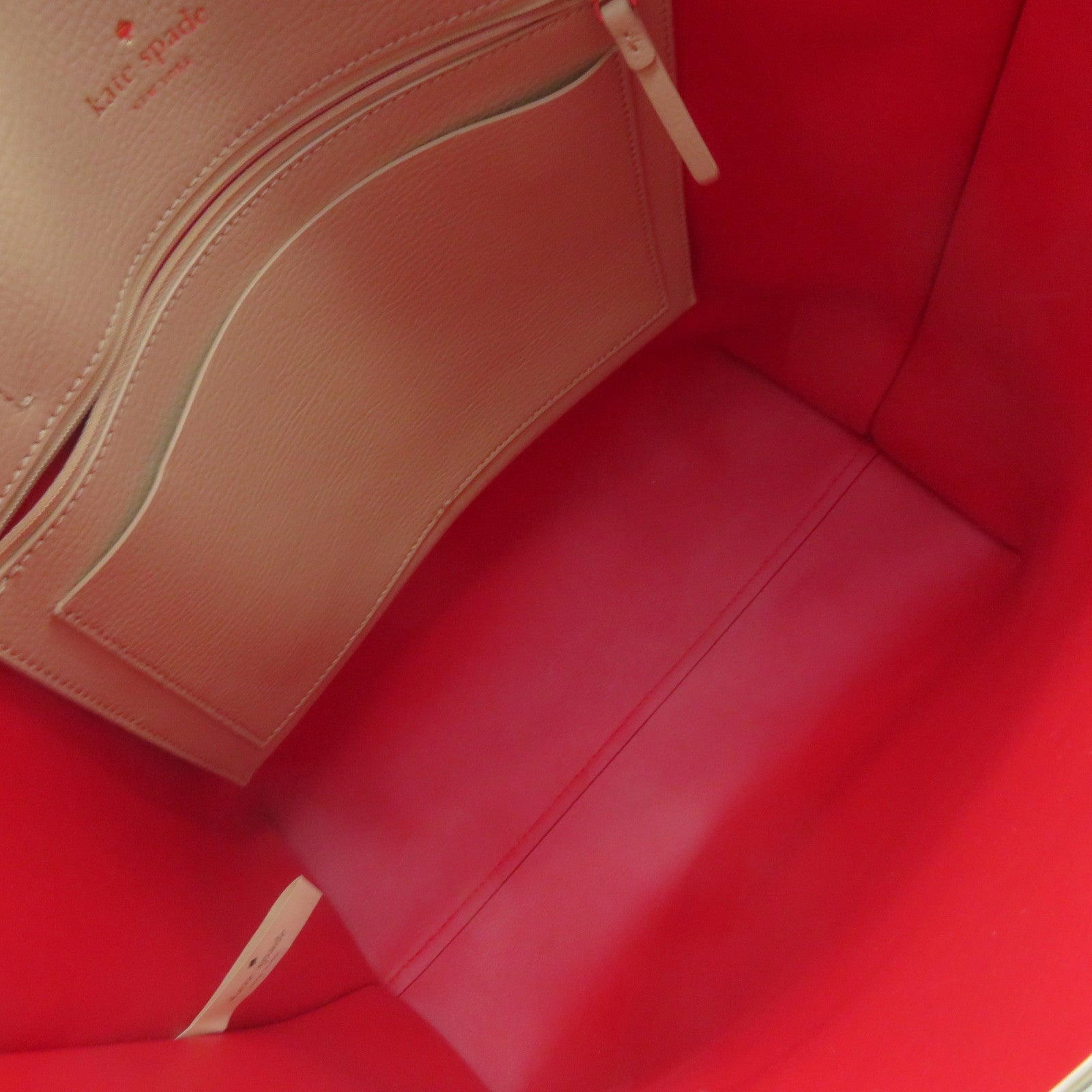 Kate Spade 牛皮皮革Tote Bag肩背袋裸色/红色