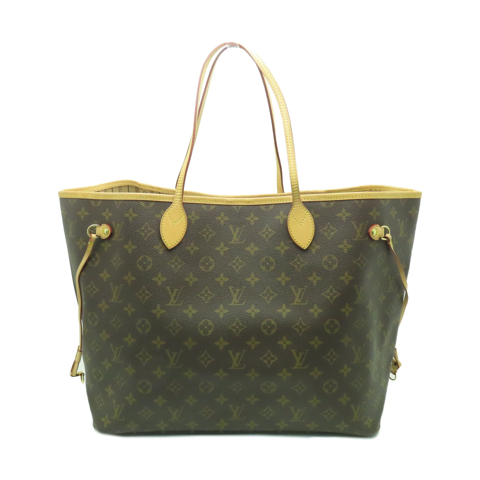 LOUIS VUITTON Monogram Neverfull GM金扣手挽袋啡色