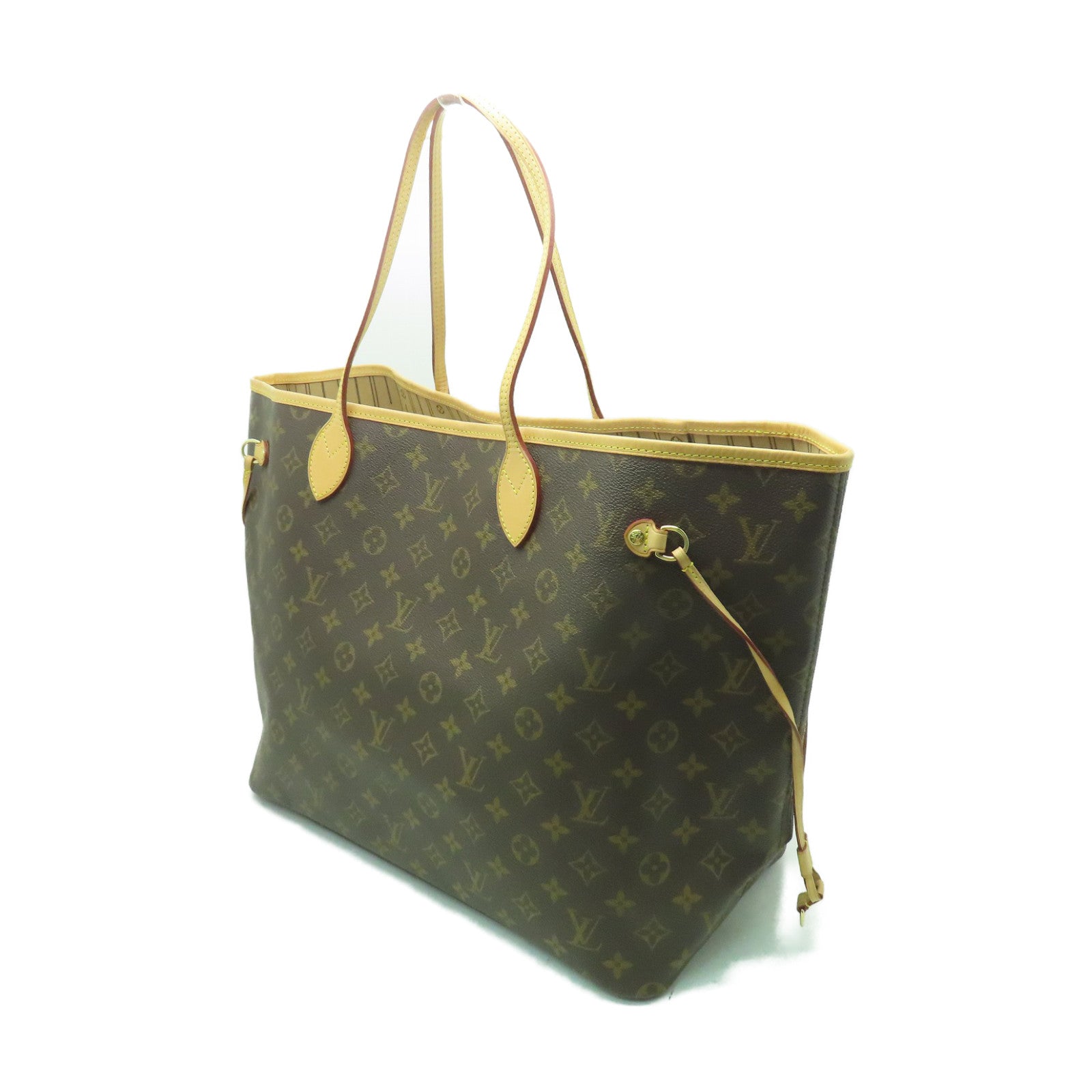 LOUIS VUITTON Monogram Neverfull GM金扣手挽袋啡色
