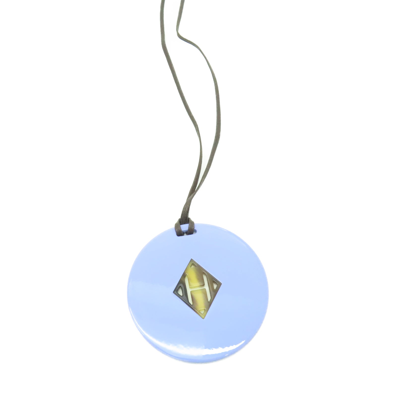 HERMES PVC塗層帆布Necklace項鍊淺藍色/啡色