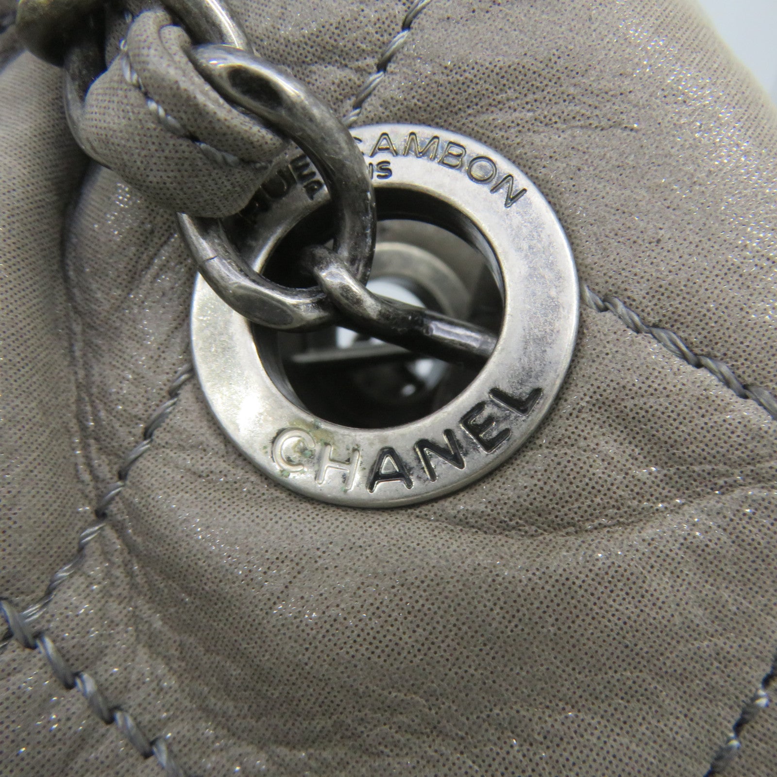 CHANEL [Sharp Reduction Offer] Lingge Cowhide Leather Chain Shoulder Silver Buckle Shoulder Bag Gray