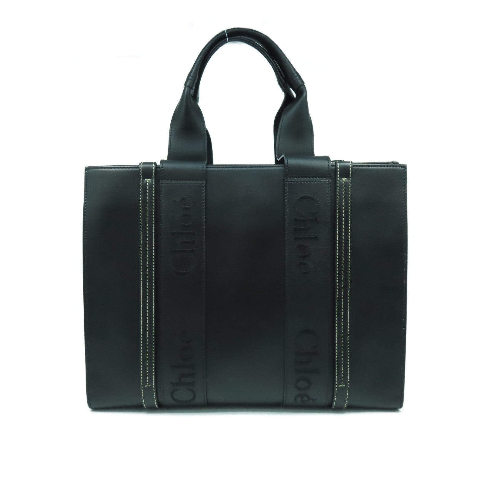 Chloe 牛皮皮革Medium Woody Tote Bag肩背袋黑色