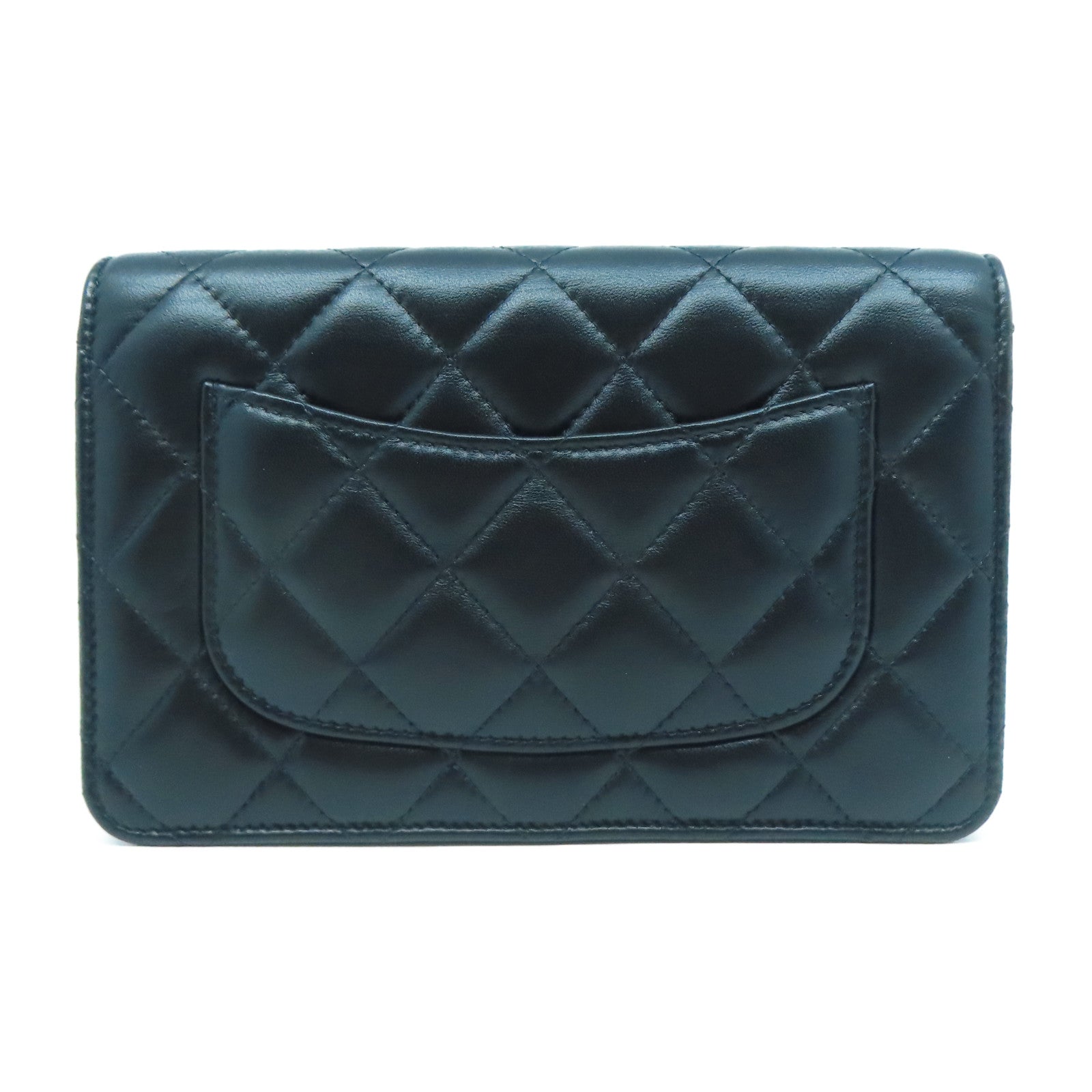 CHANEL 菱格牛皮皮革Wallet On Chain/Heart CC Lock金扣鏈帶肩背袋黑色