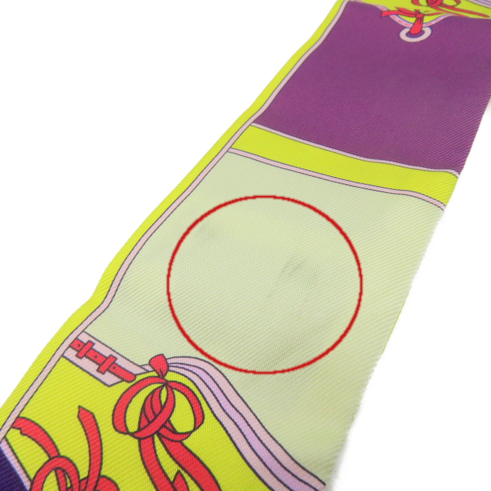 HERMES Silk Twilly Scarf Purple/Yellow/Color