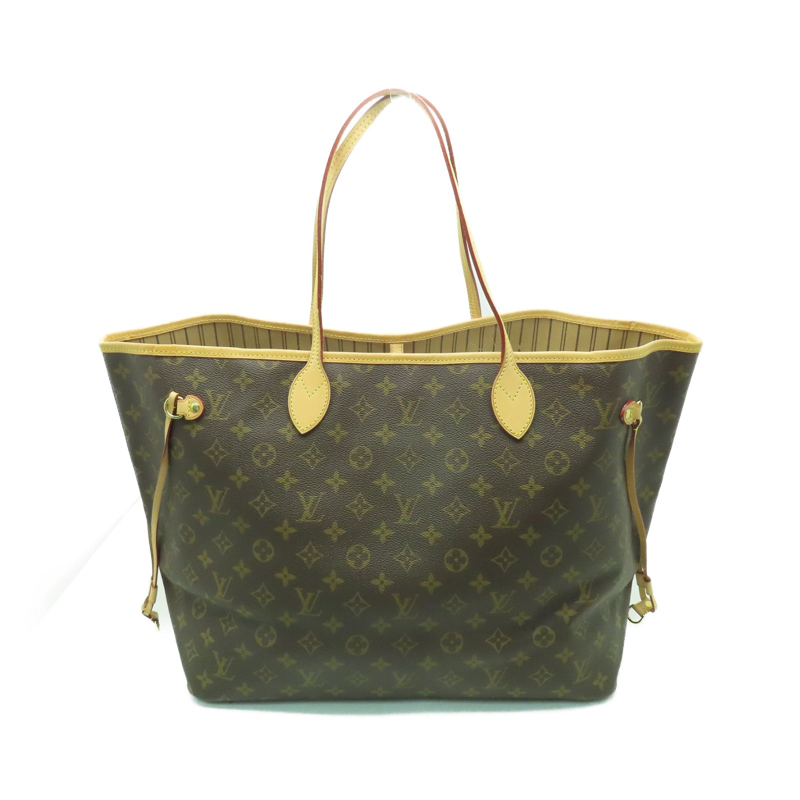 LOUIS VUITTON Monogram Neverfull GM金扣手挽袋啡色