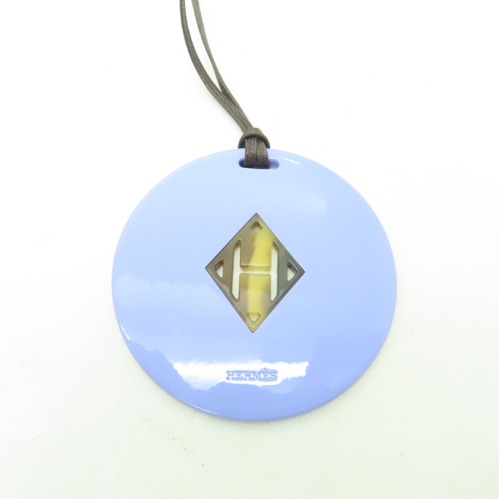 HERMES PVC塗層帆布Necklace項鍊淺藍色/啡色