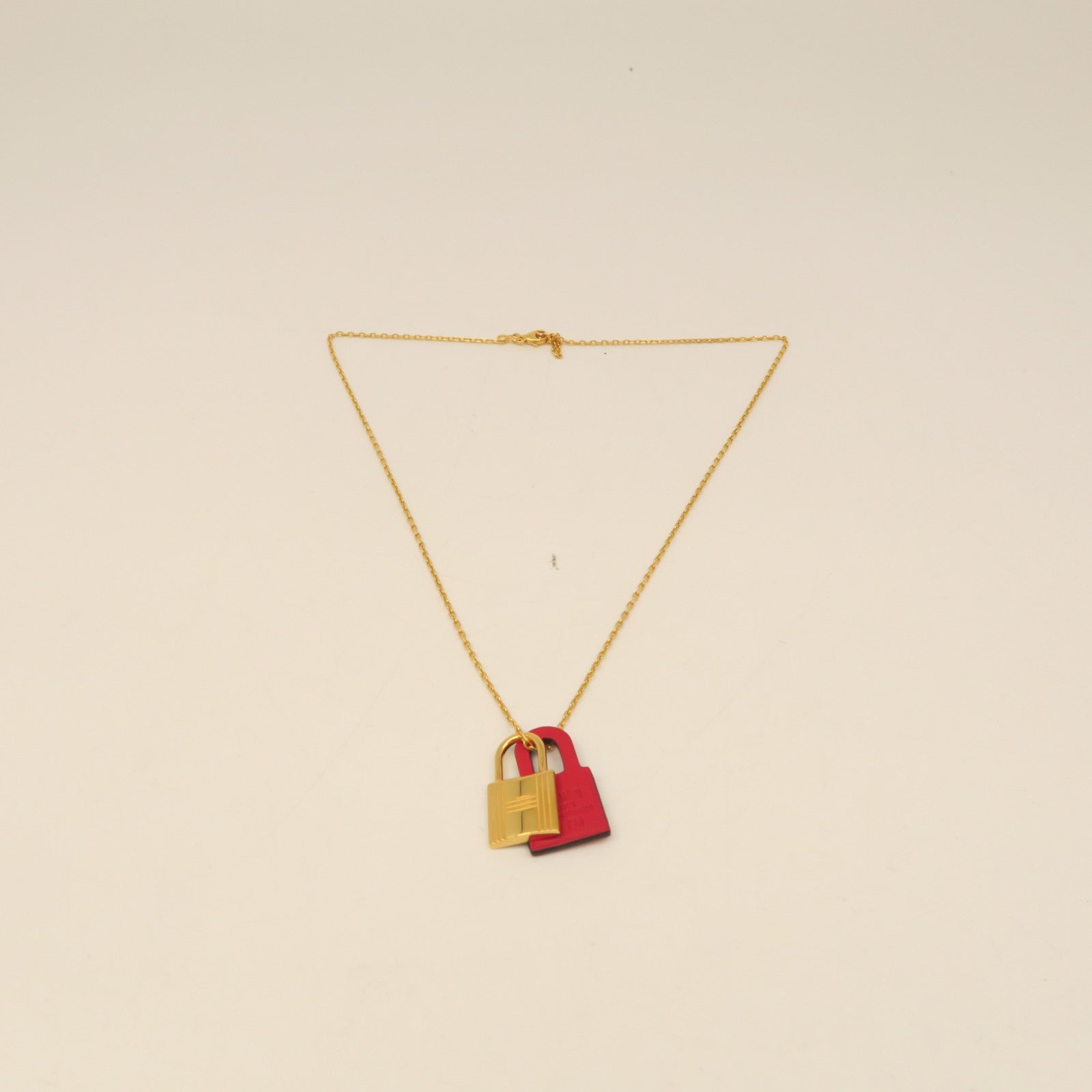 HERMES Metal Necklace Red/Gold