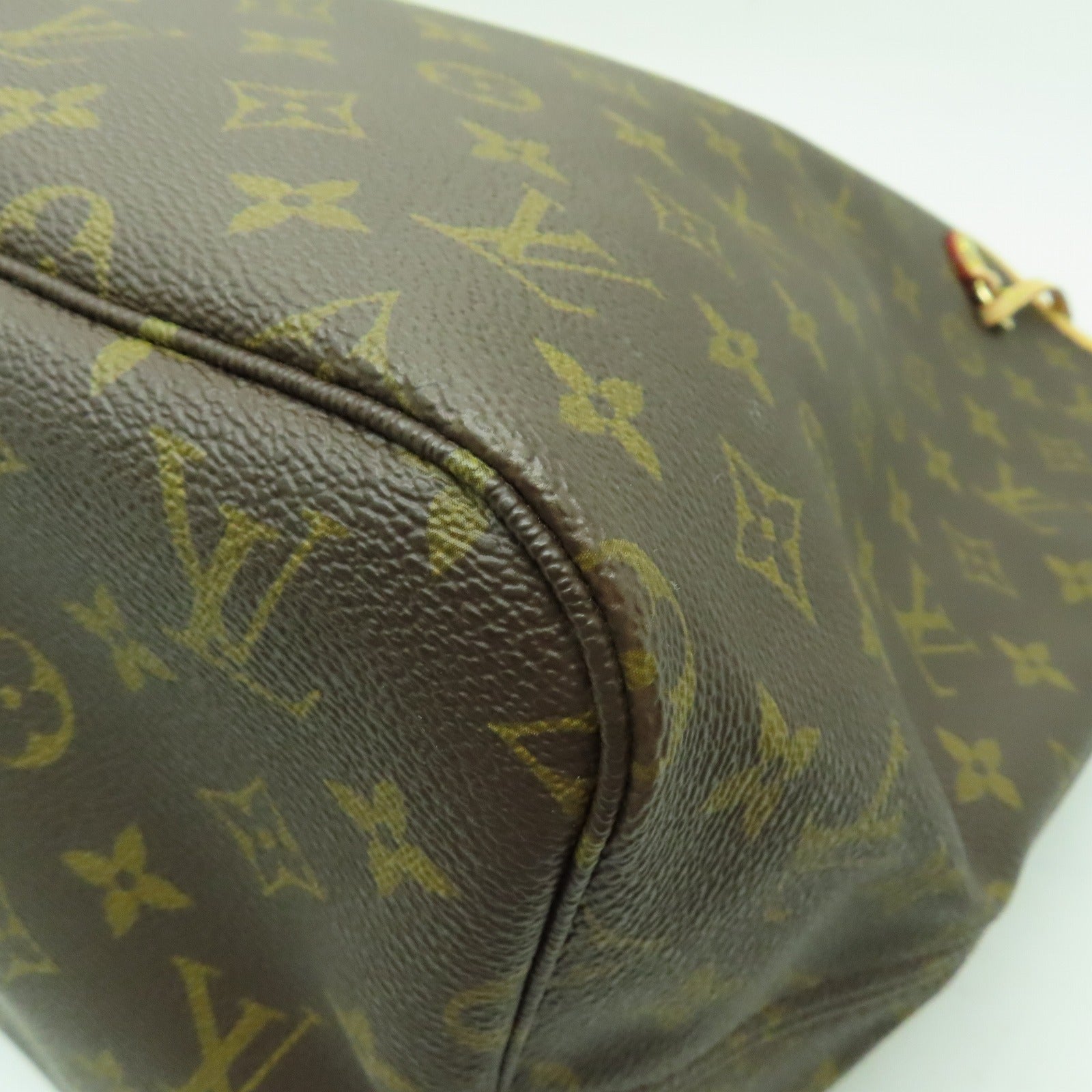 LOUIS VUITTON Monogram Neverfull GM金扣手挽袋啡色
