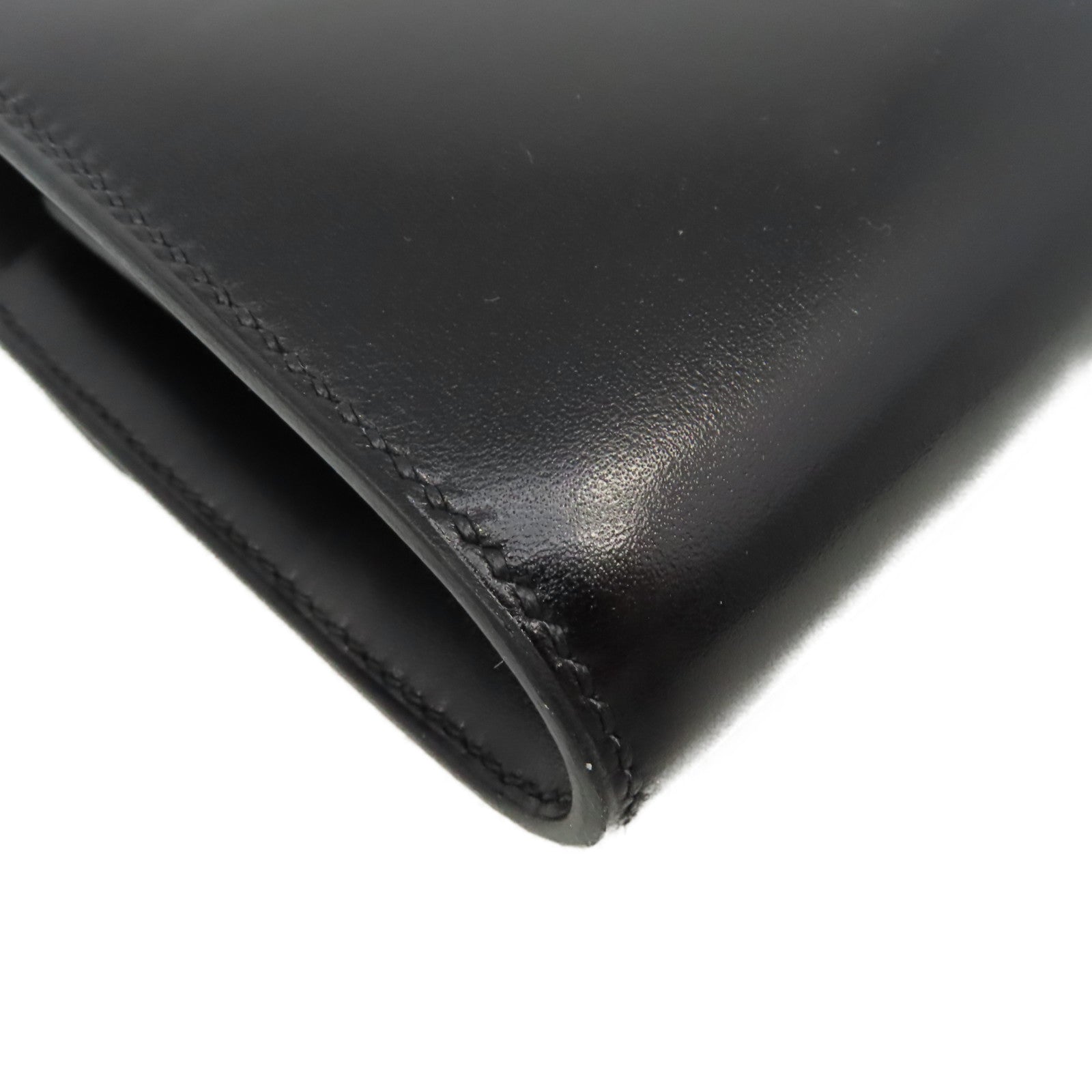 HERMES Box Calf皮革Constance To Go Clutch Shoulder Bag銀扣手拿肩背兩用袋Noir黑色