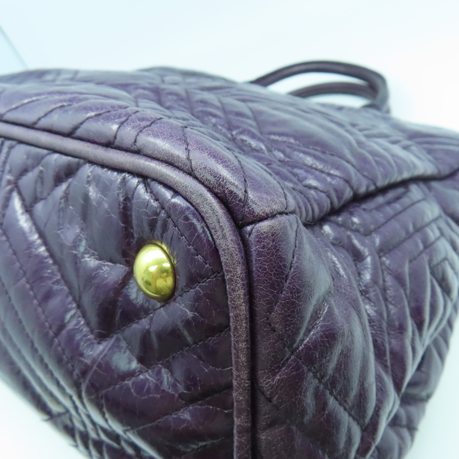 Miu Miu 【激減優惠】牛皮皮革2 Way Shoulder Bag金扣手挽肩背兩用袋紫色