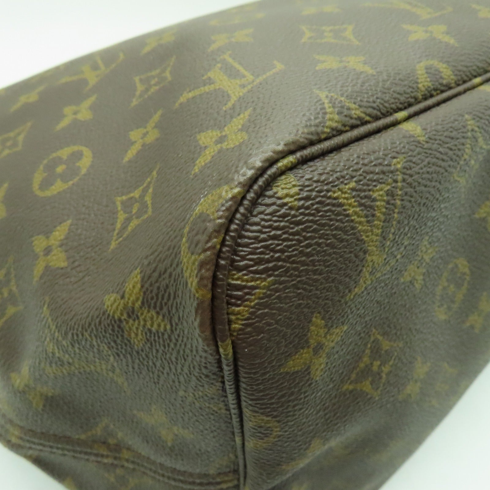 LOUIS VUITTON Monogram Neverfull GM金扣手挽袋啡色