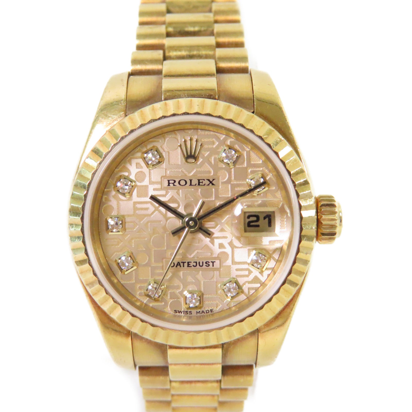 ROLEX Datejust Watch 18K黃金自動機芯手錶金色