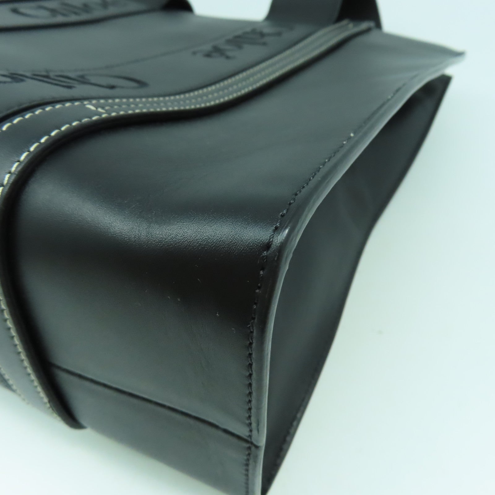 Chloe 牛皮皮革Medium Woody Tote Bag肩背袋黑色