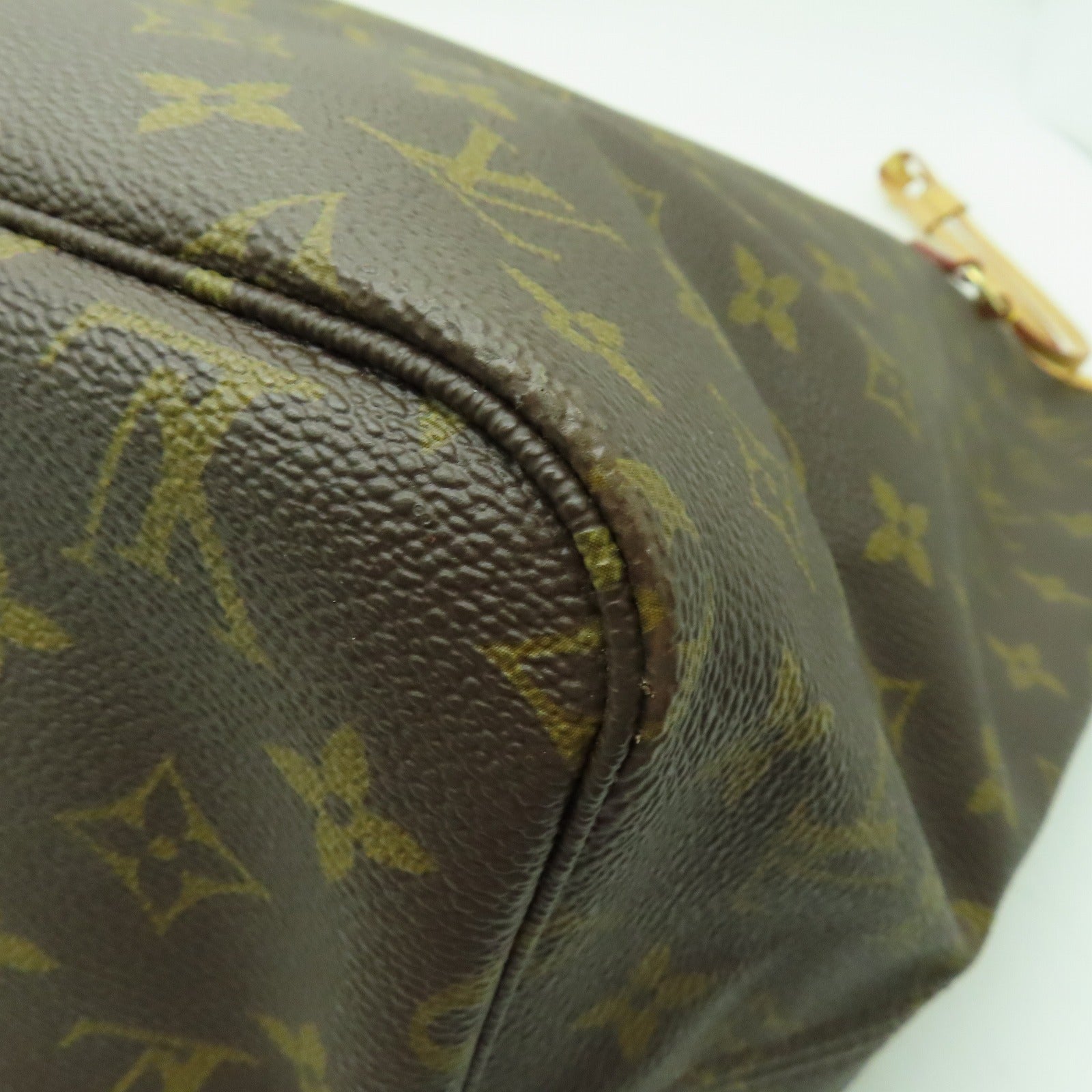 LOUIS VUITTON Monogram Neverfull GM金扣手挽袋啡色