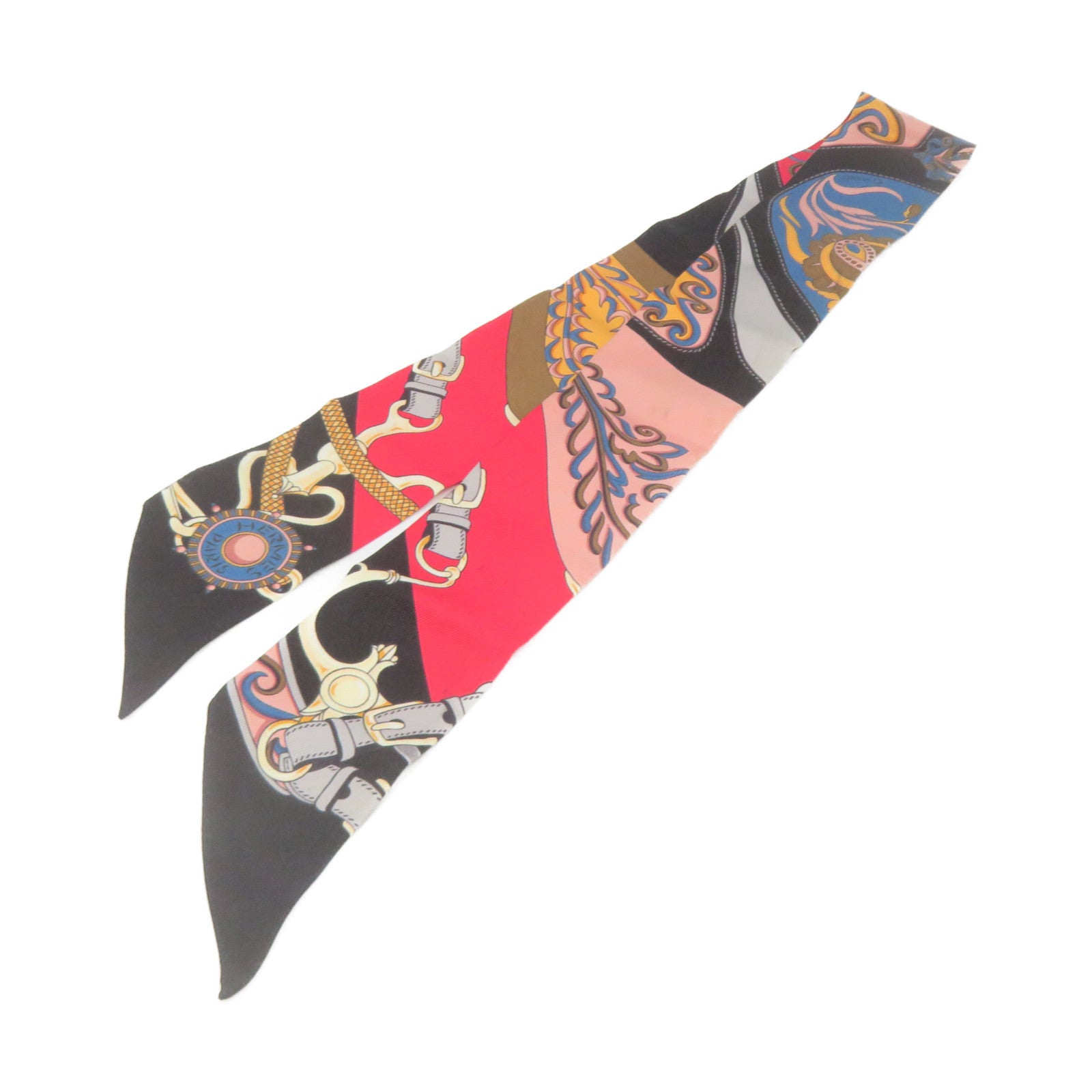 HERMES 絲質Twilly Scarf絲巾軍綠色/紅色/彩色