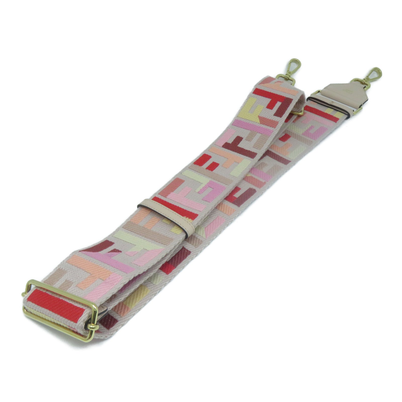 FENDI 帆布Shoulder Strap金扣肩帶粉紅色