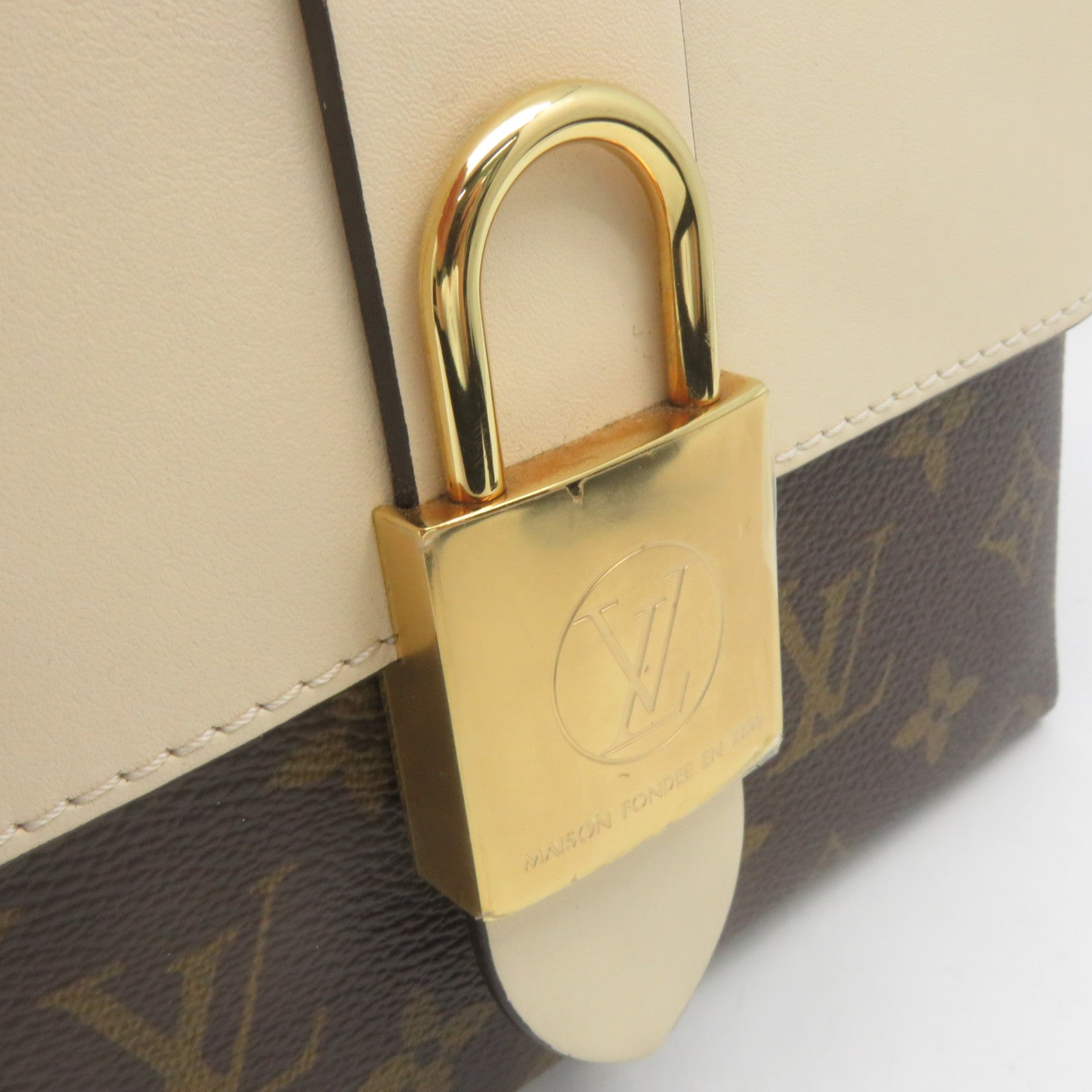 LOUIS VUITTON Monogram Locky BB金扣手挽肩背兩用袋啡色/米白色