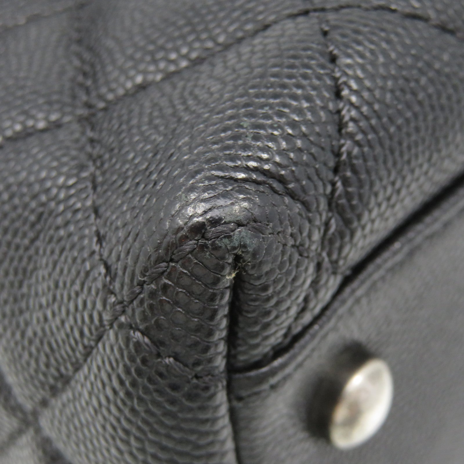 CHANEL Caviar皮革/蜥蝪皮革Coco Handle Large 2Way Shoulder Bag银扣链带手挽肩背两用袋黑色