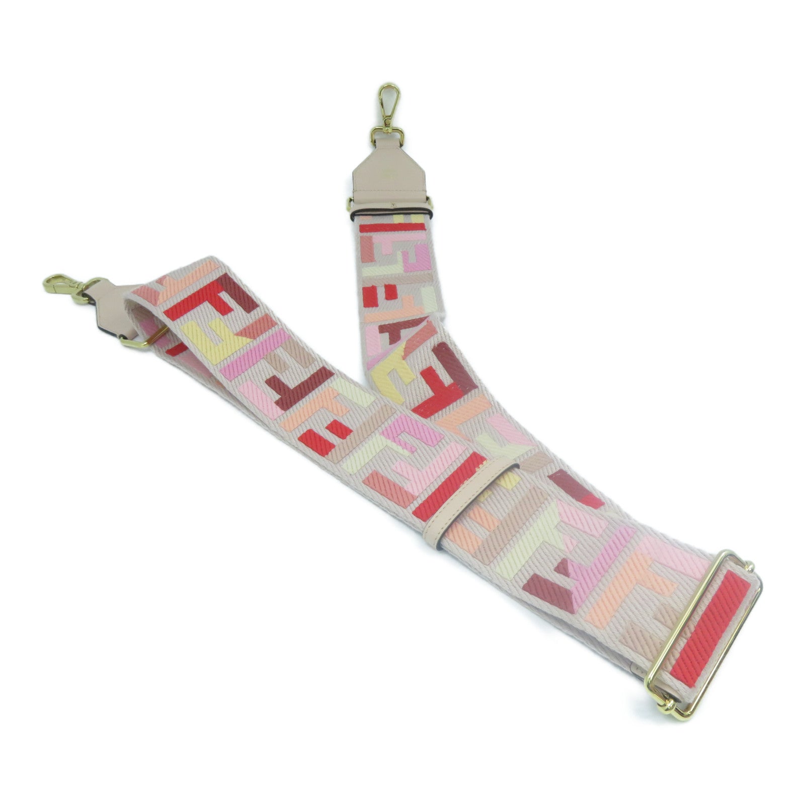 FENDI 帆布Shoulder Strap金扣肩帶粉紅色