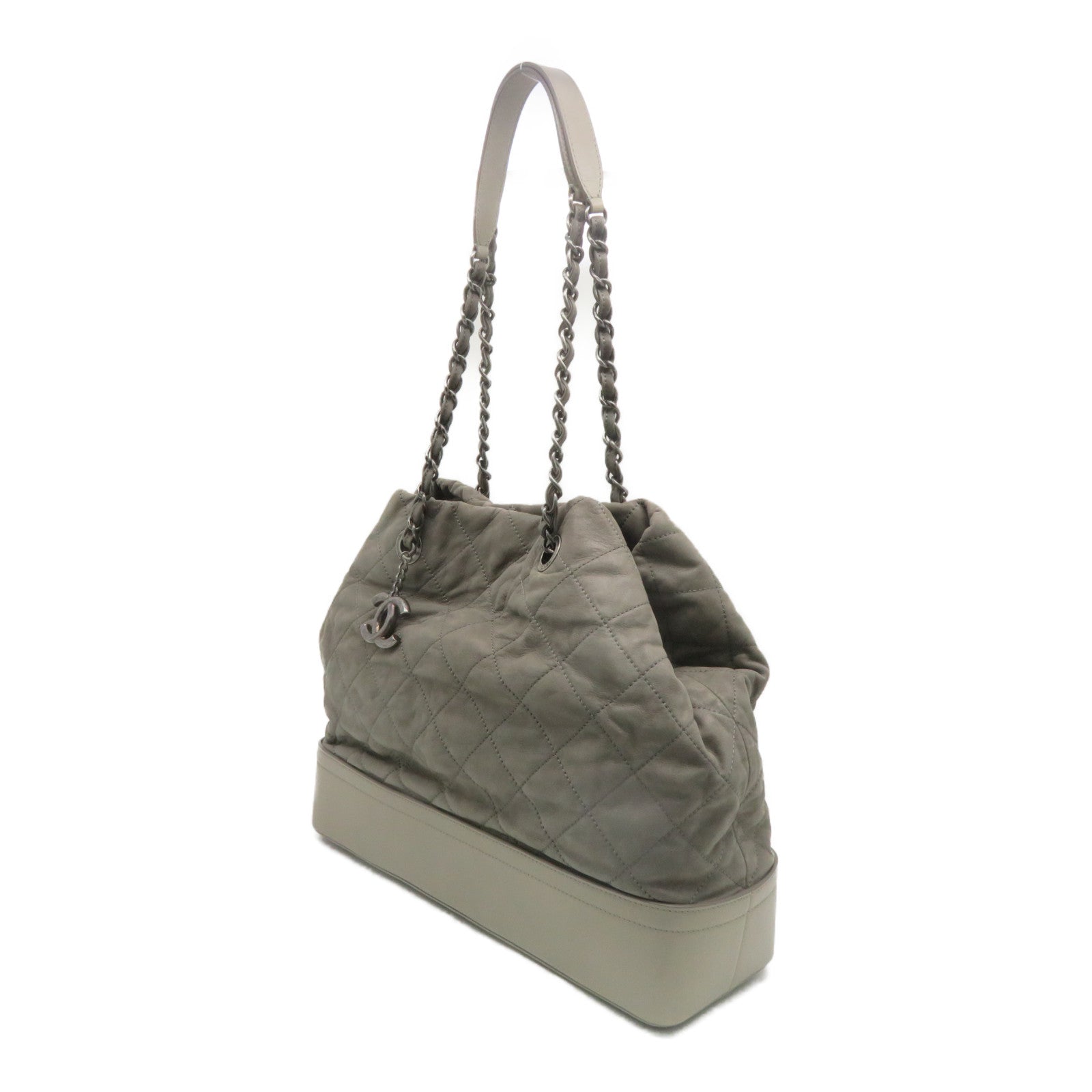 CHANEL [Sharp Reduction Offer] Lingge Cowhide Leather Chain Shoulder Silver Buckle Shoulder Bag Gray
