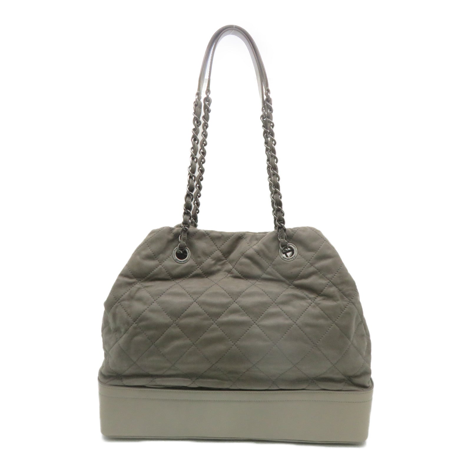 CHANEL [Sharp Reduction Offer] Lingge Cowhide Leather Chain Shoulder Silver Buckle Shoulder Bag Gray