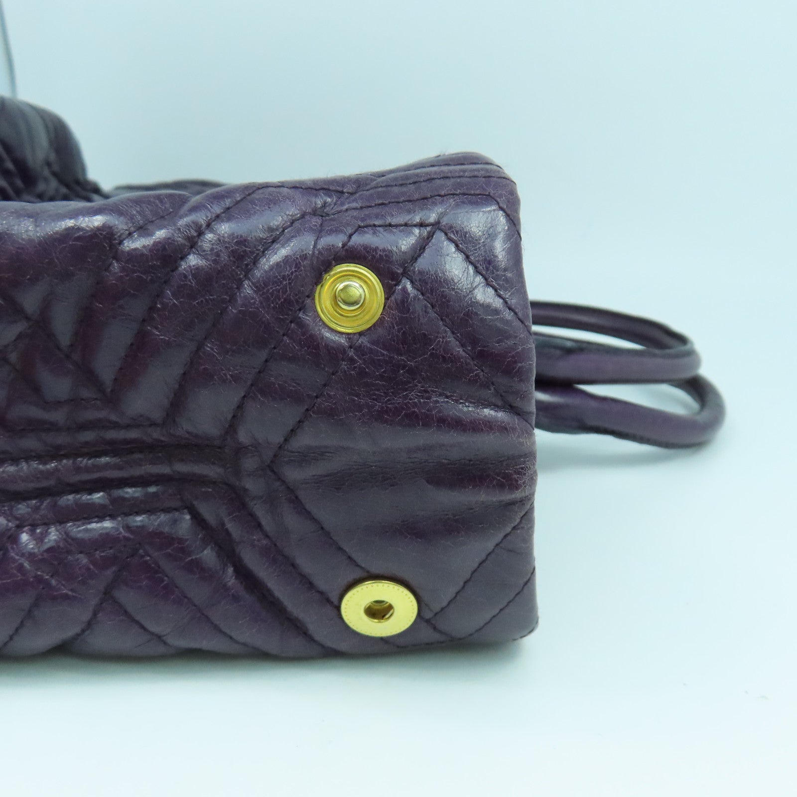 Miu Miu 【激減優惠】牛皮皮革2 Way Shoulder Bag金扣手挽肩背兩用袋紫色