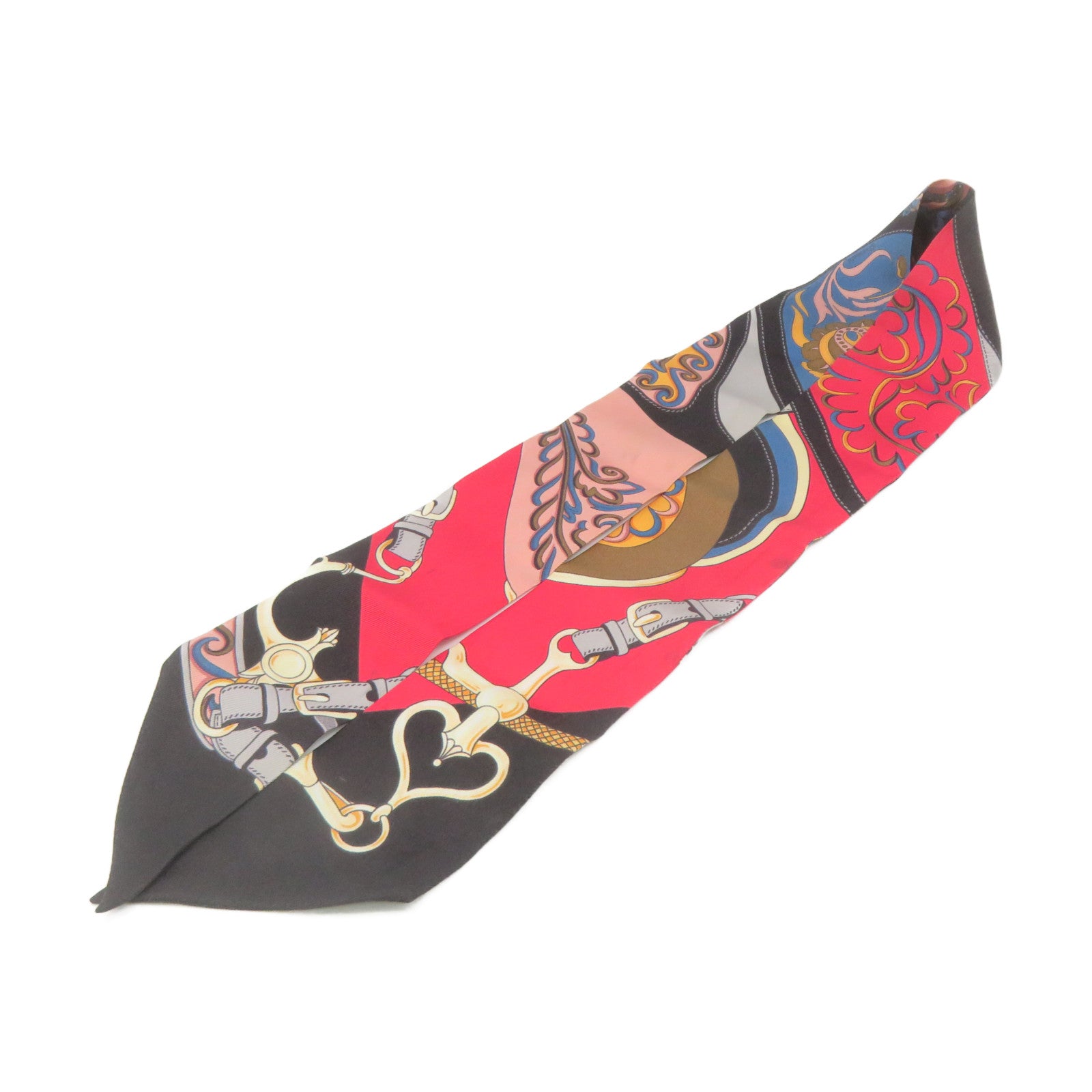 HERMES 絲質Twilly Scarf絲巾軍綠色/紅色/彩色
