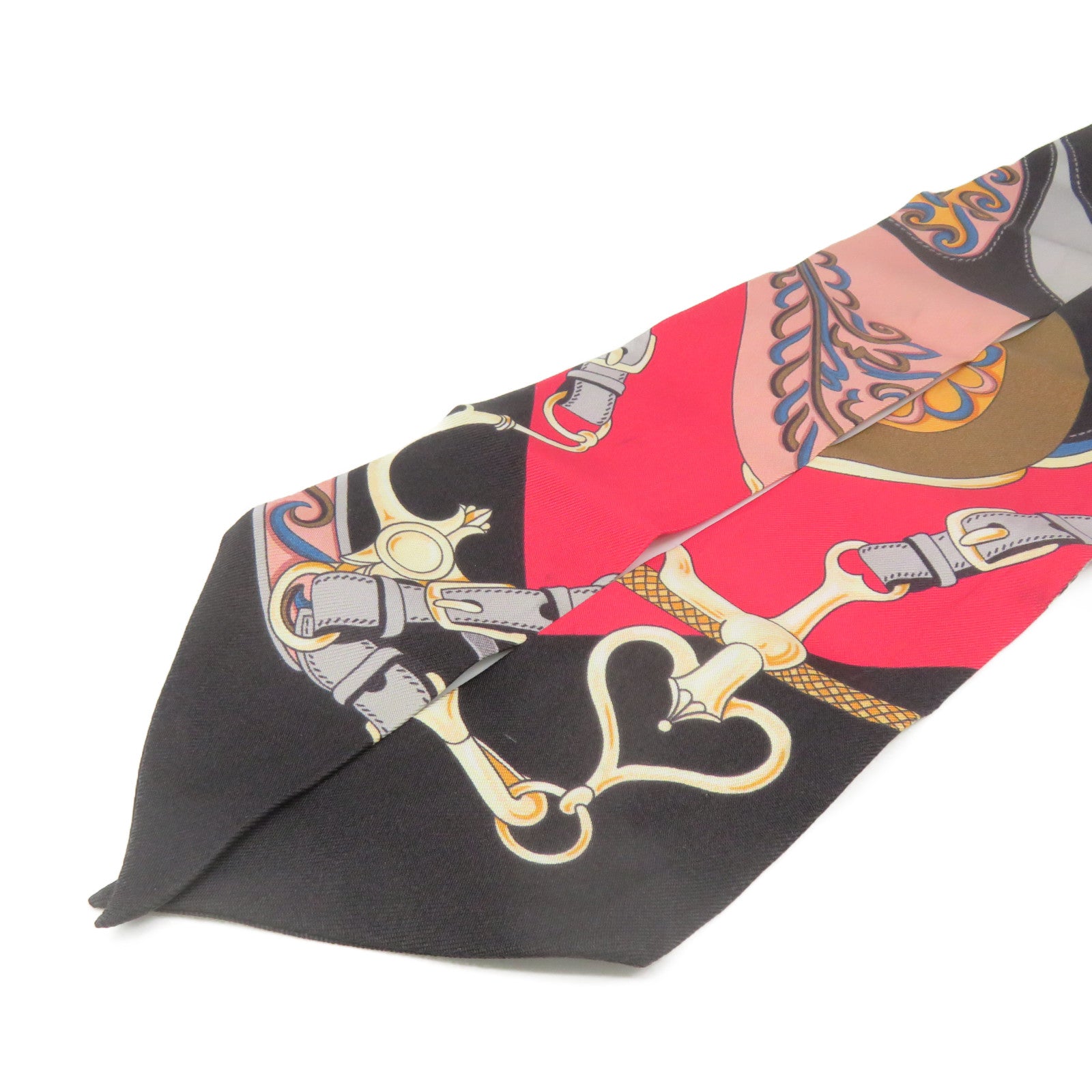HERMES 絲質Twilly Scarf絲巾軍綠色/紅色/彩色