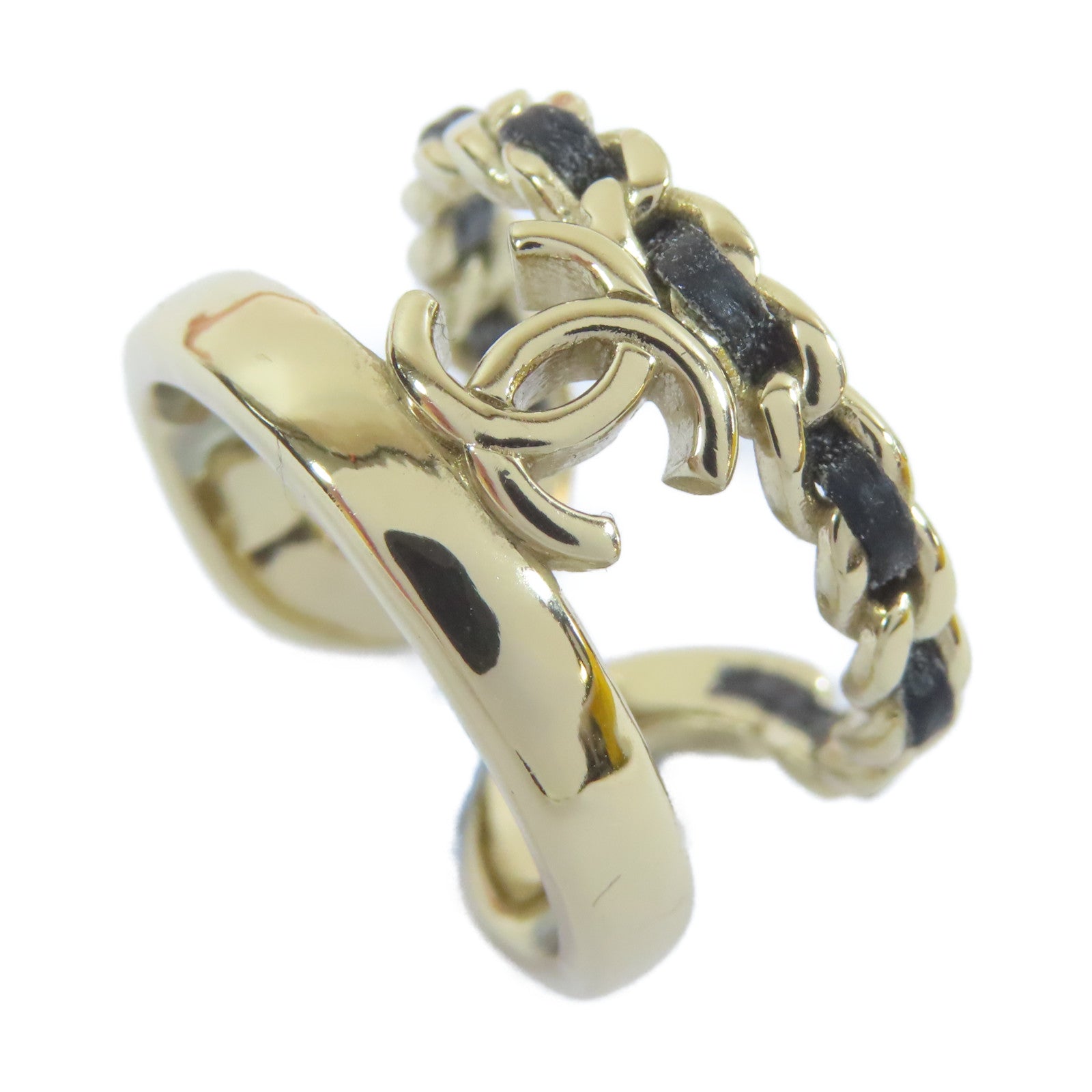 CHANEL 金屬Ring戒指金色/黑色US#6.75