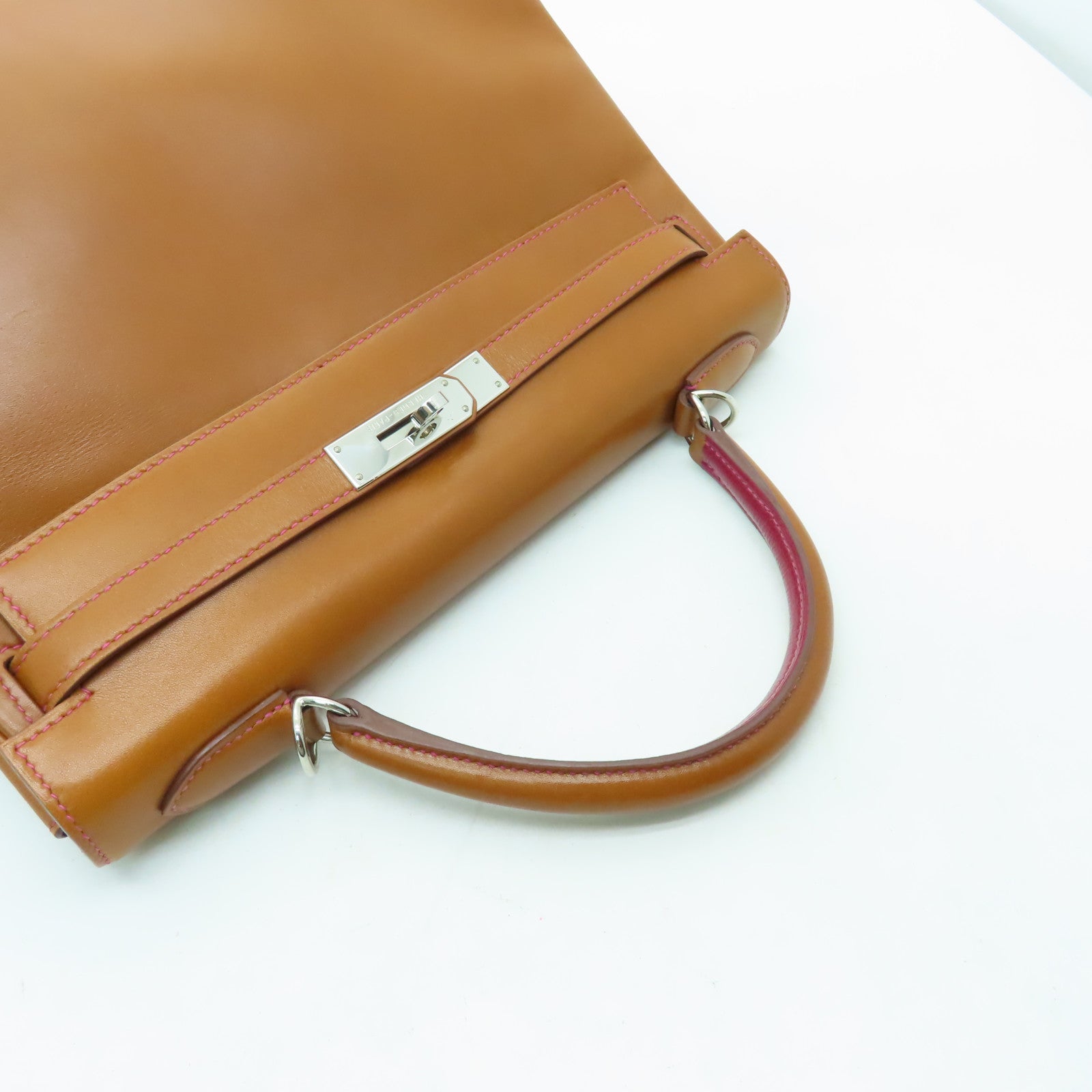 HERMES Tadelakt皮革Kelly 32銀扣手挽肩背兩用袋啡色
