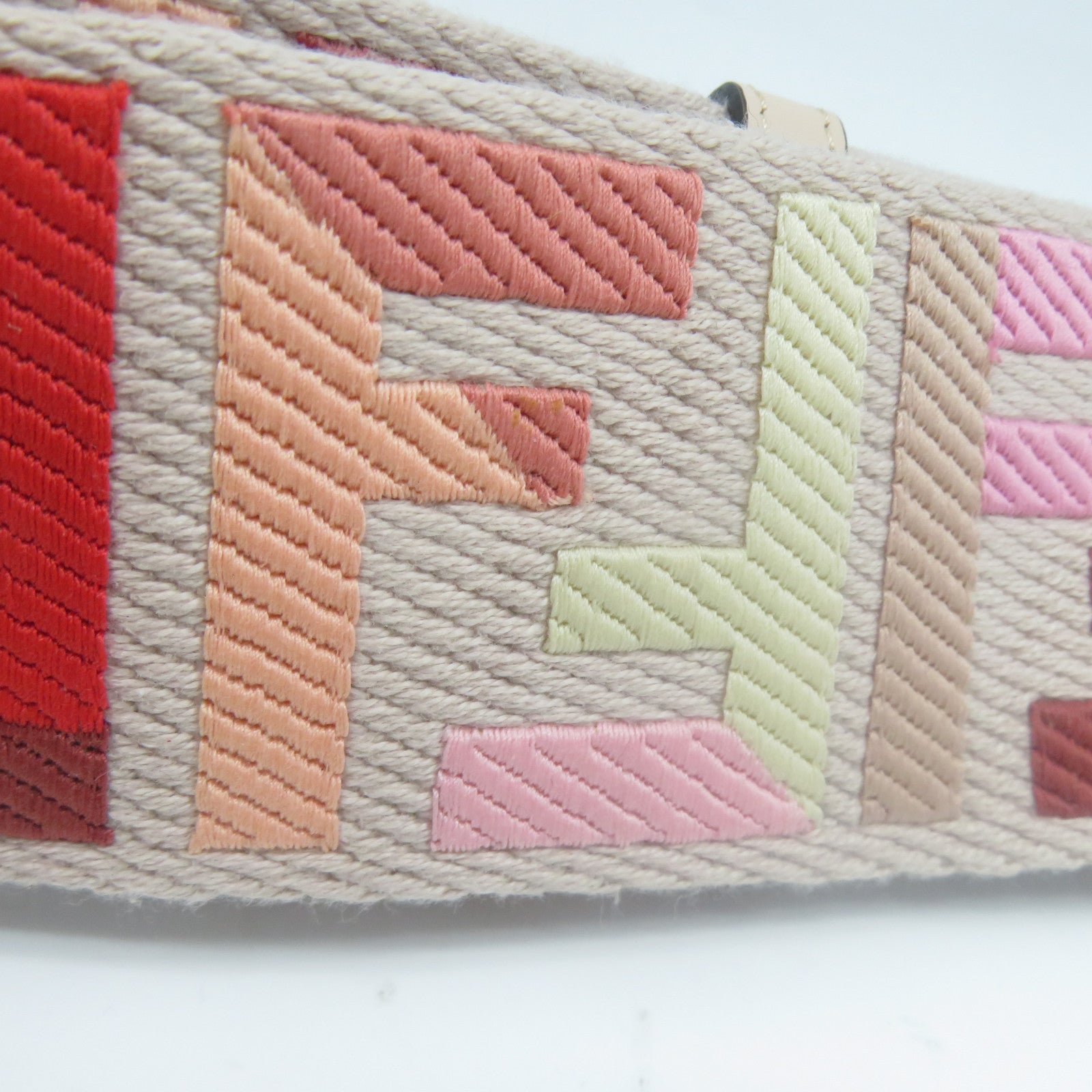 FENDI 帆布Shoulder Strap金扣肩帶粉紅色