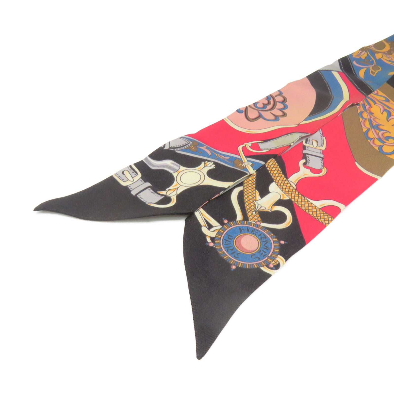 HERMES 絲質Twilly Scarf絲巾軍綠色/紅色/彩色