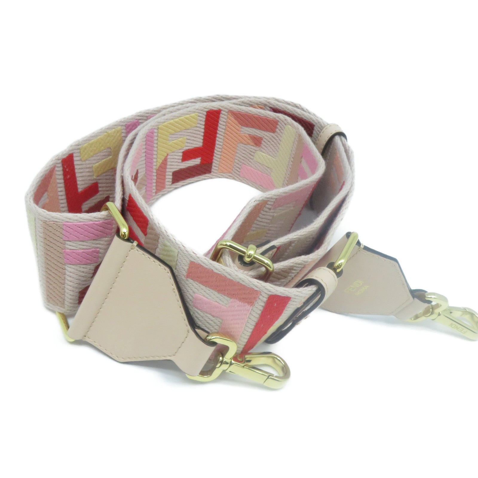 FENDI 帆布Shoulder Strap金扣肩帶粉紅色