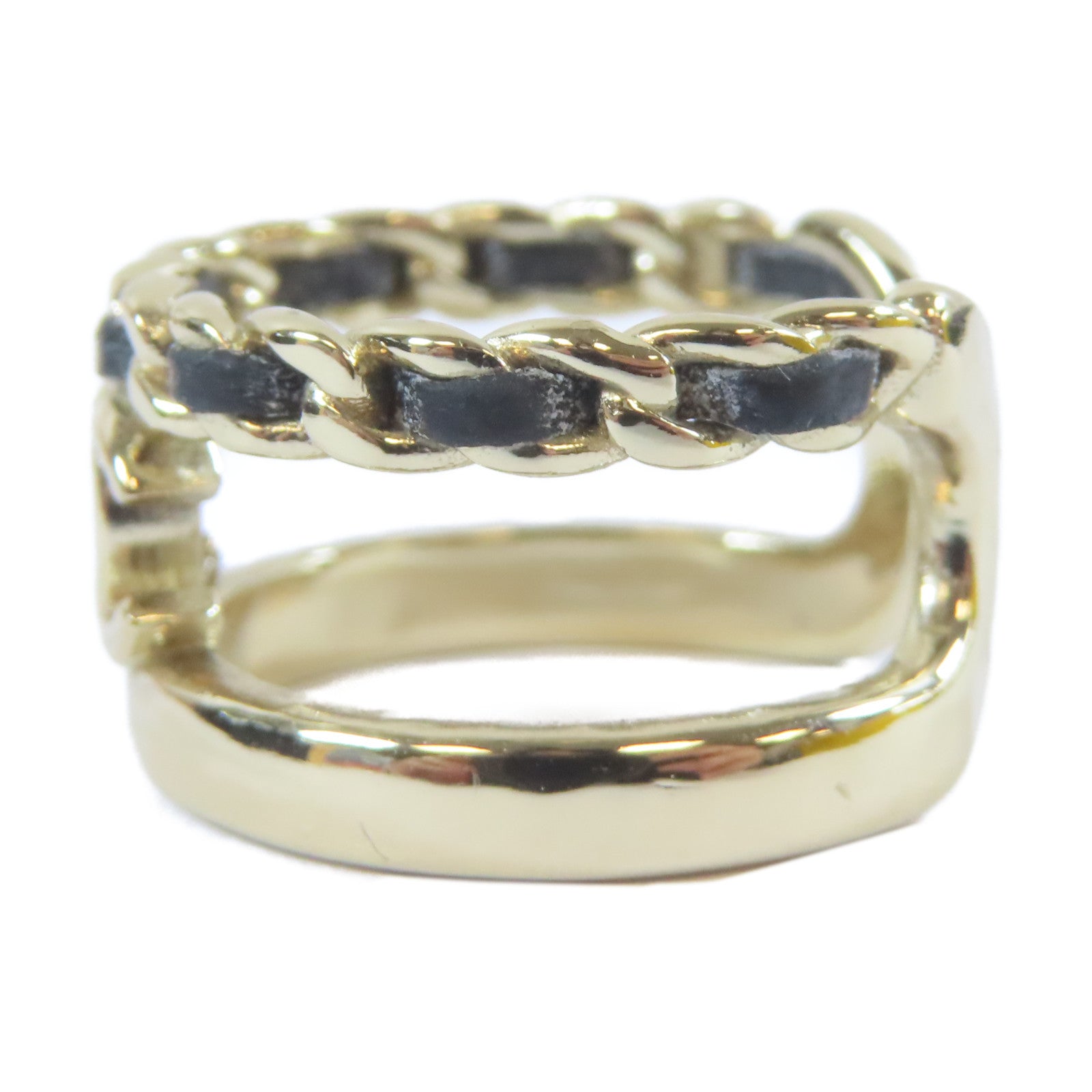 CHANEL 金屬Ring戒指金色/黑色US#6.75