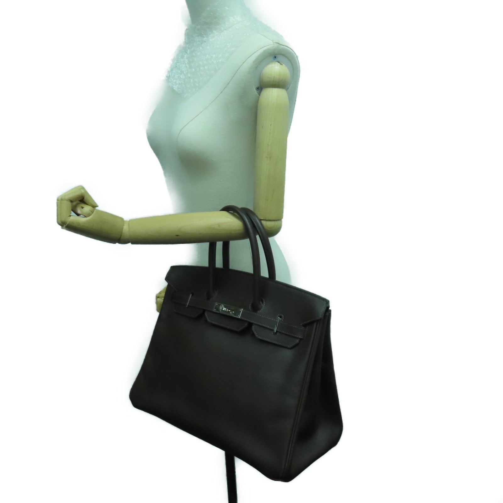 HERMES Epsom皮革Birkin 35银扣手挽袋Chocolat 啡色