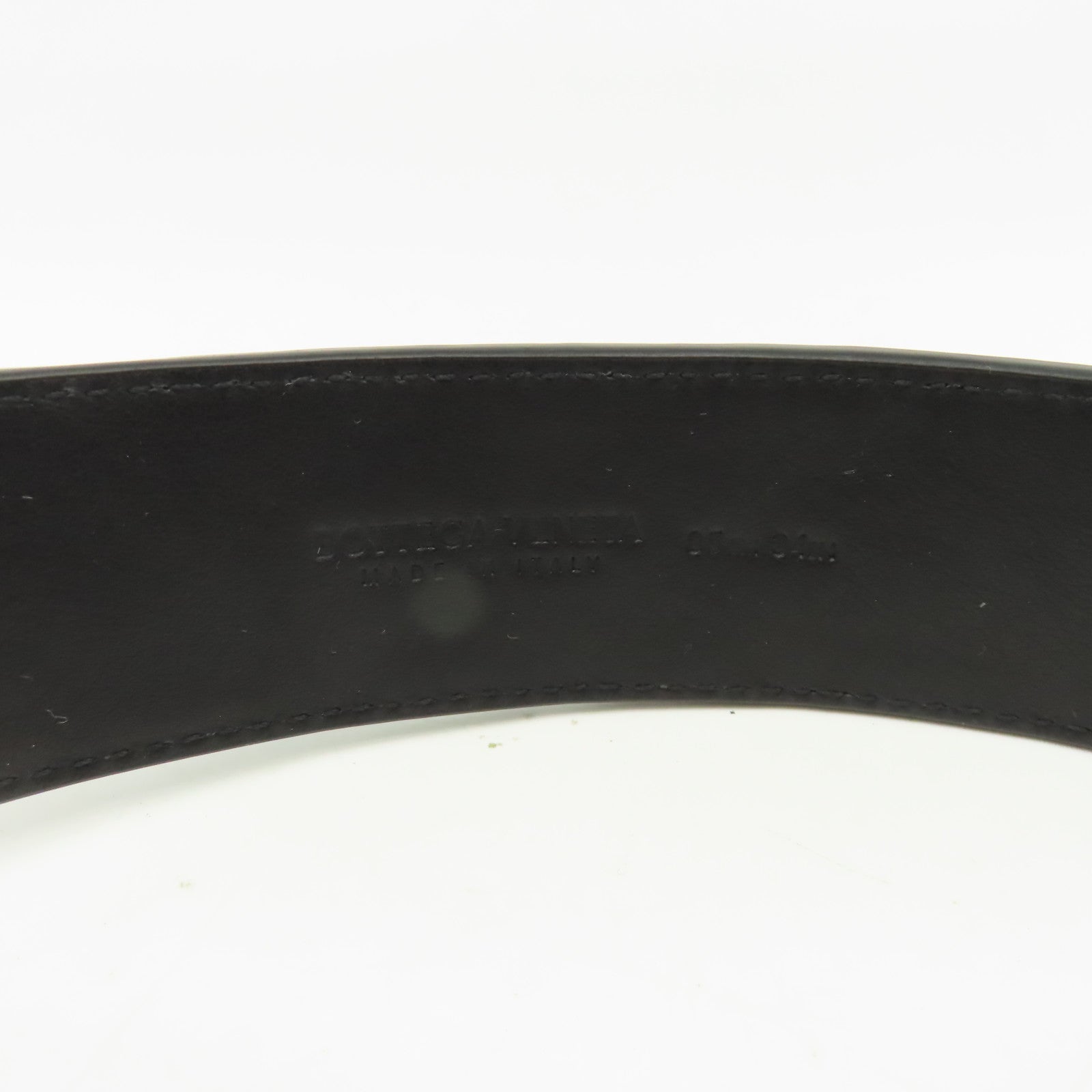 BOTTEGA VENETA 織紋皮革Belt 85cm銀扣皮帶黑色