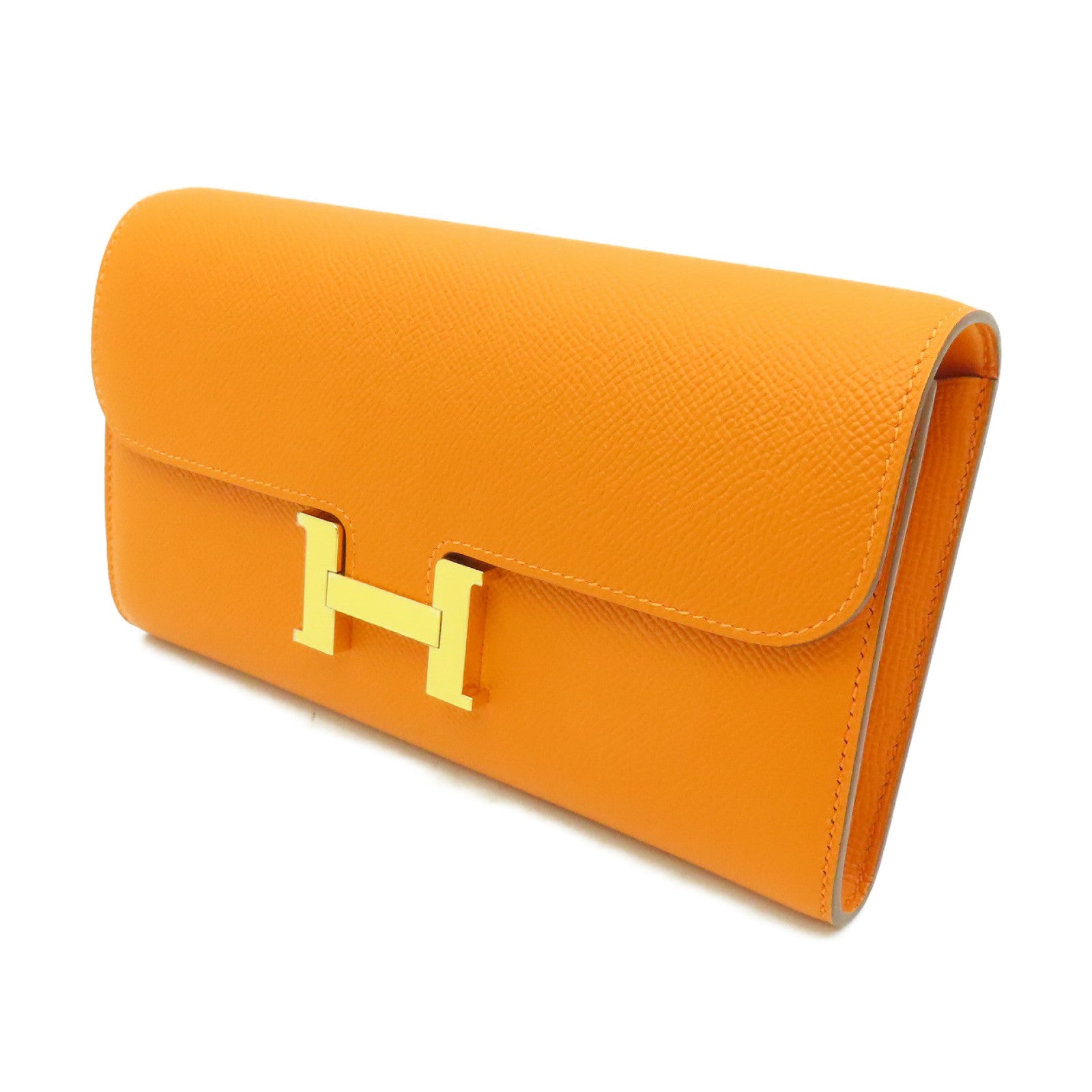 HERMES Epsom皮革Constance To Go金扣肩背袋橙色