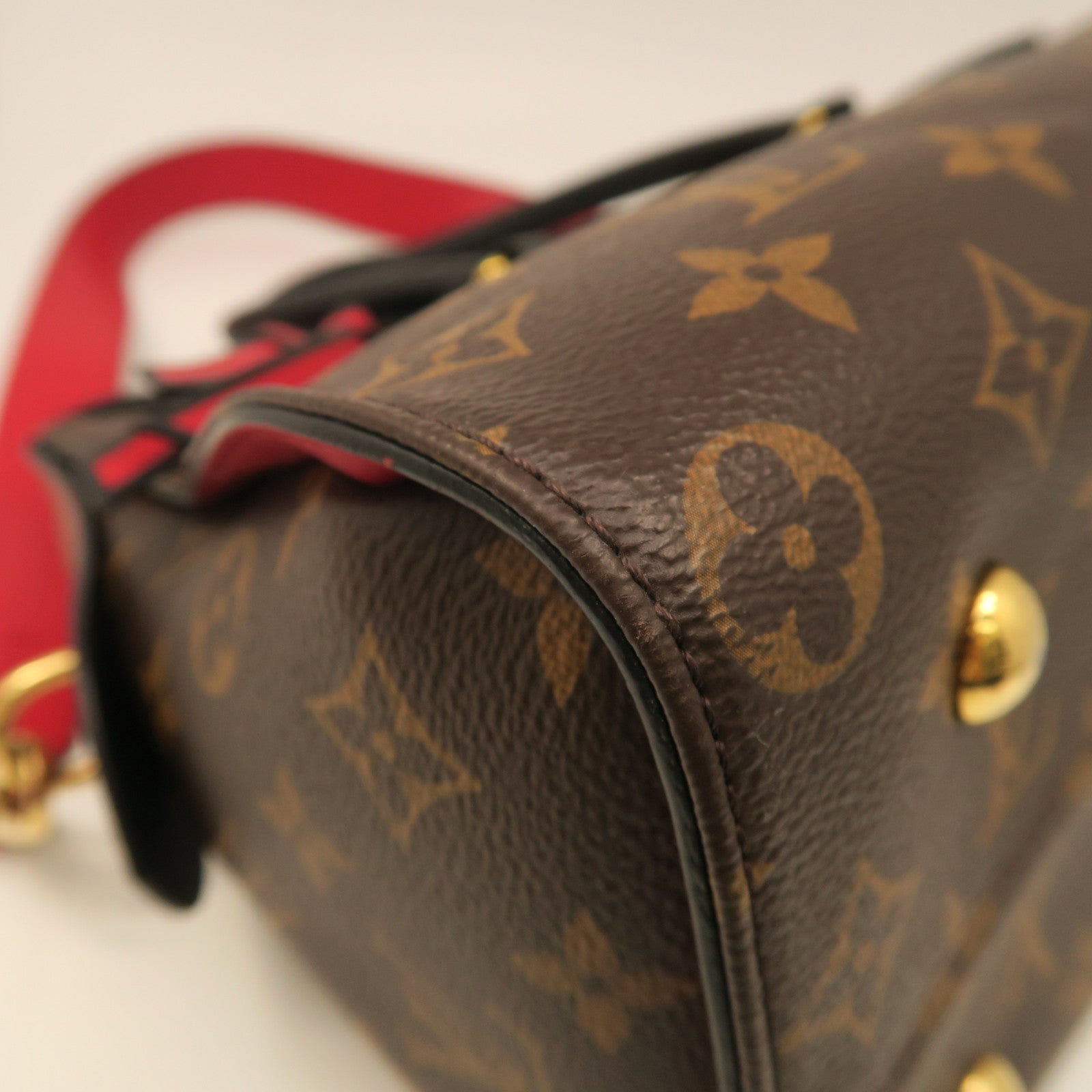 LOUIS VUITTON Monogram Tuileries 2 way Shoulder gold buckle handle shoulder bag brown