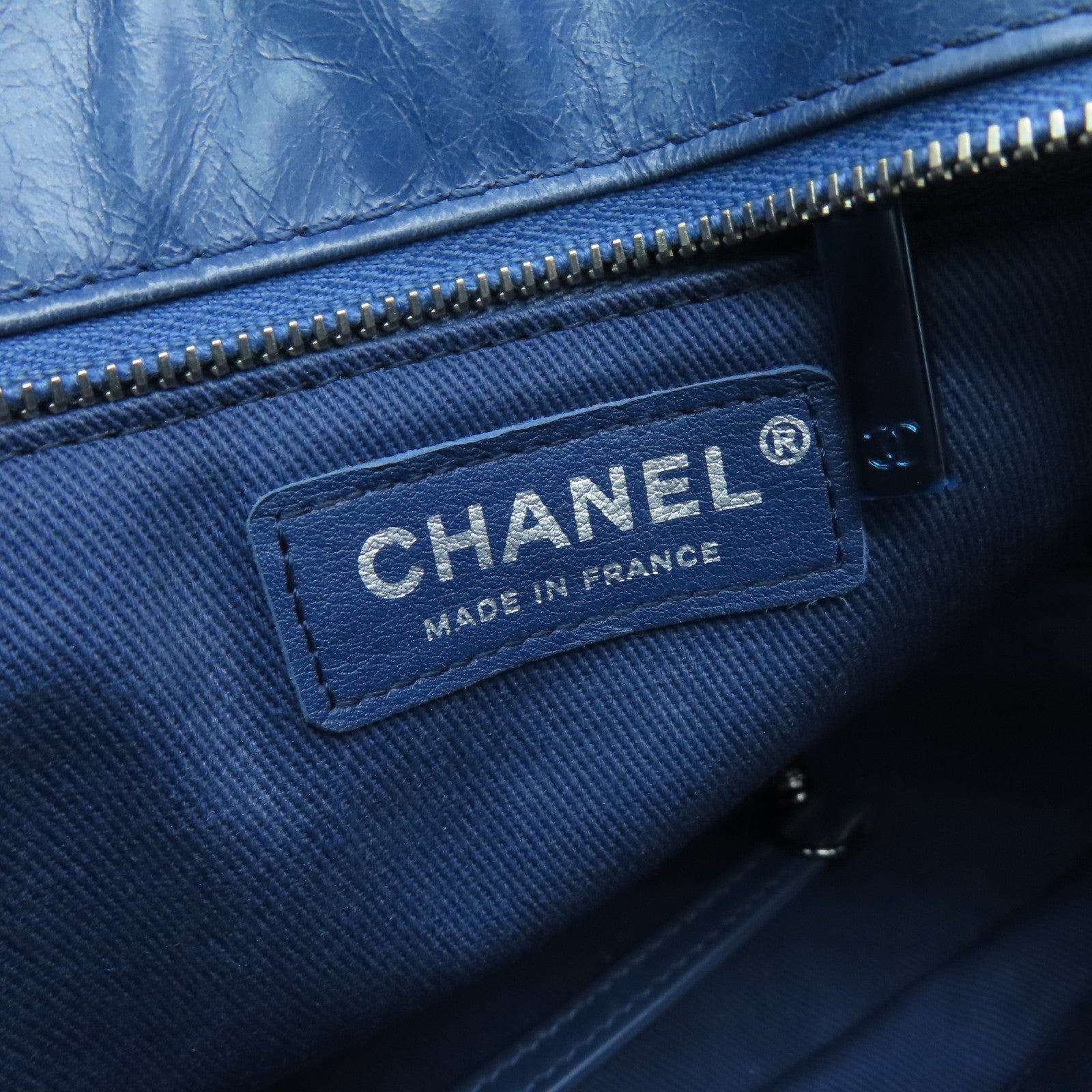 CHANEL 【激減優惠】菱格牛皮皮革Chain Shoulder銀扣肩背袋藍色