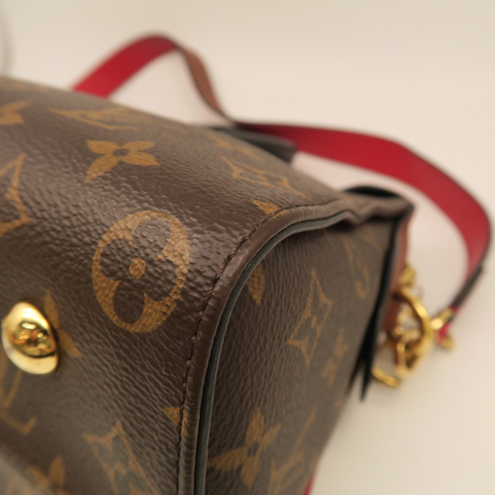 LOUIS VUITTON Monogram Tuileries 2 way Shoulder gold buckle handle shoulder bag brown