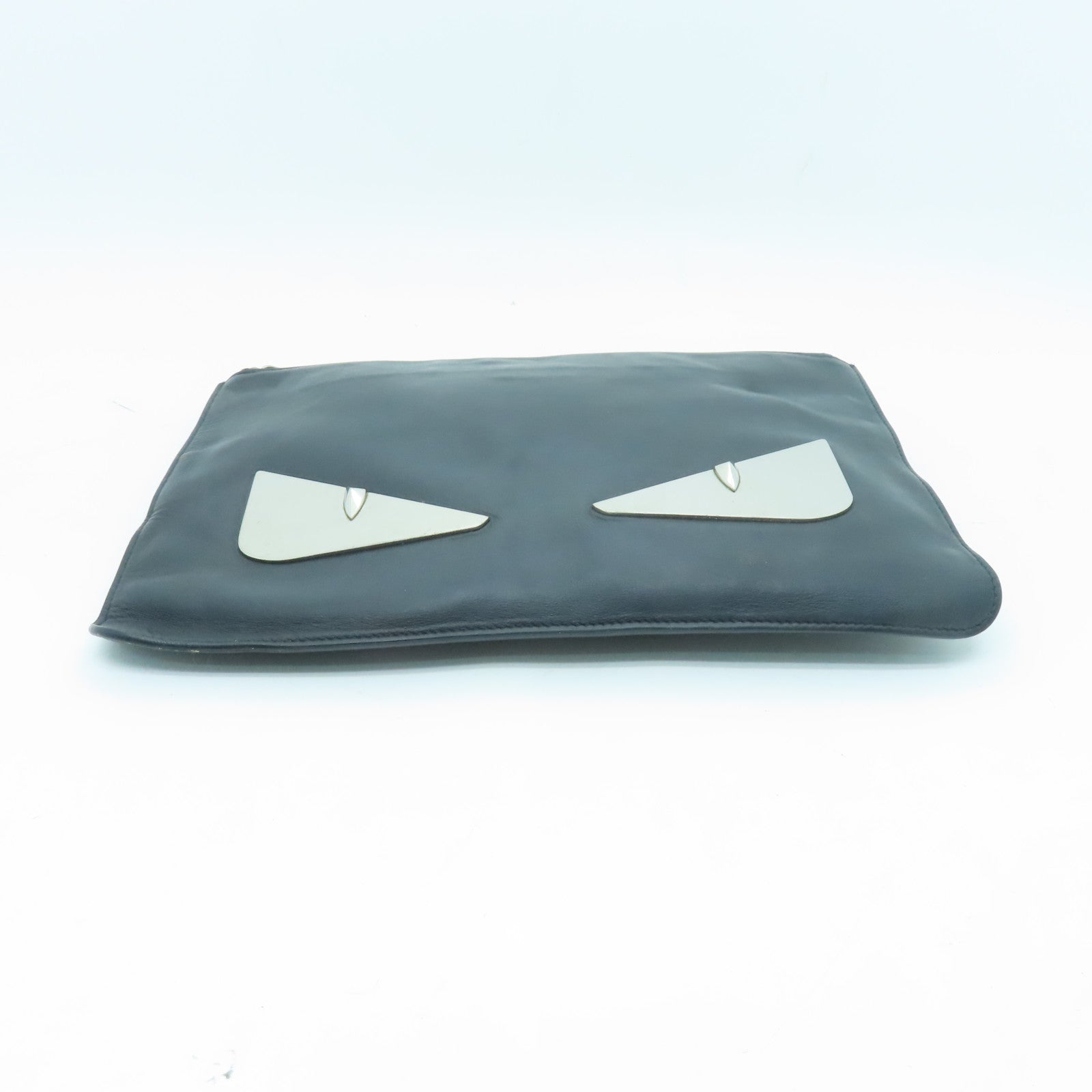 FENDI 牛皮皮革Clutch Bag銀扣手拿包黑色
