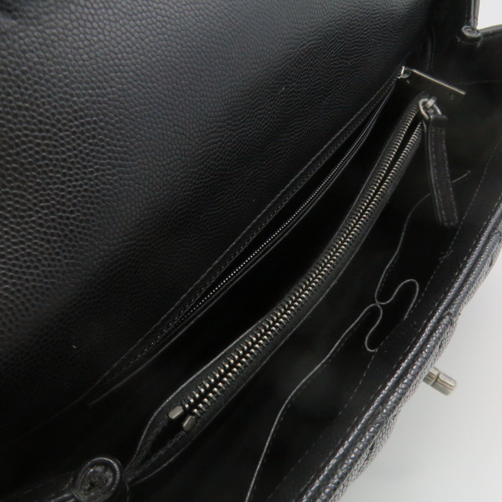CHANEL Caviar皮革/蜥蝪皮革Coco Handle Large 2Way Shoulder Bag银扣链带手挽肩背两用袋黑色