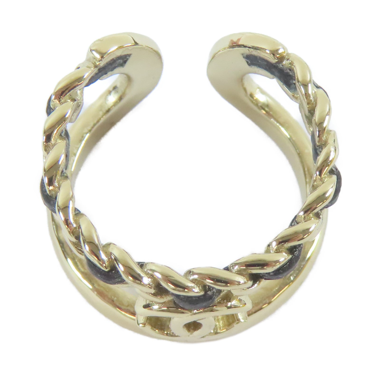CHANEL 金屬Ring戒指金色/黑色US#6.75