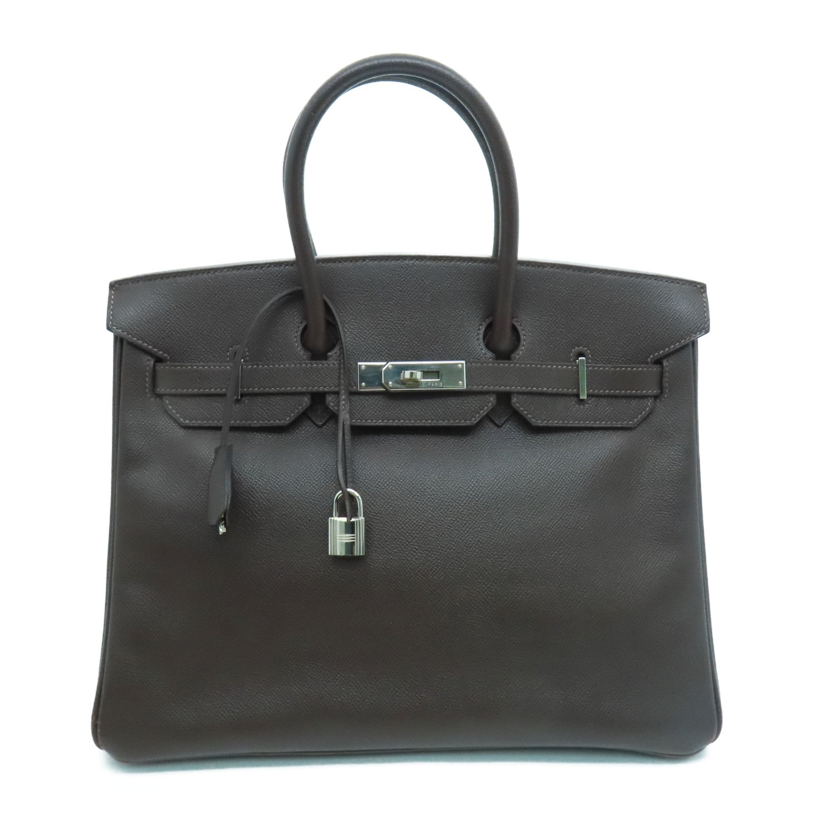 HERMES Epsom皮革Birkin 35银扣手挽袋Chocolat 啡色