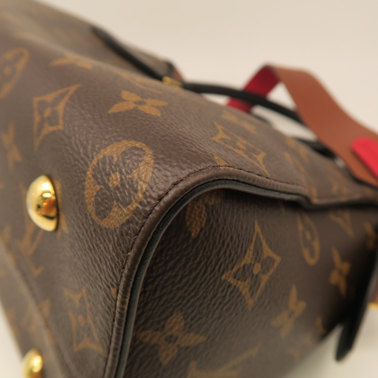 LOUIS VUITTON Monogram Tuileries 2 way Shoulder gold buckle handle shoulder bag brown
