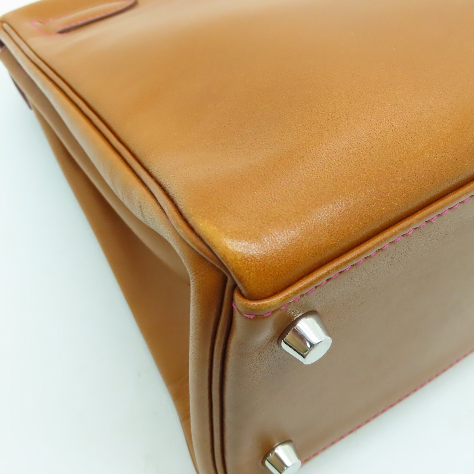 HERMES Tadelakt皮革Kelly 32銀扣手挽肩背兩用袋啡色