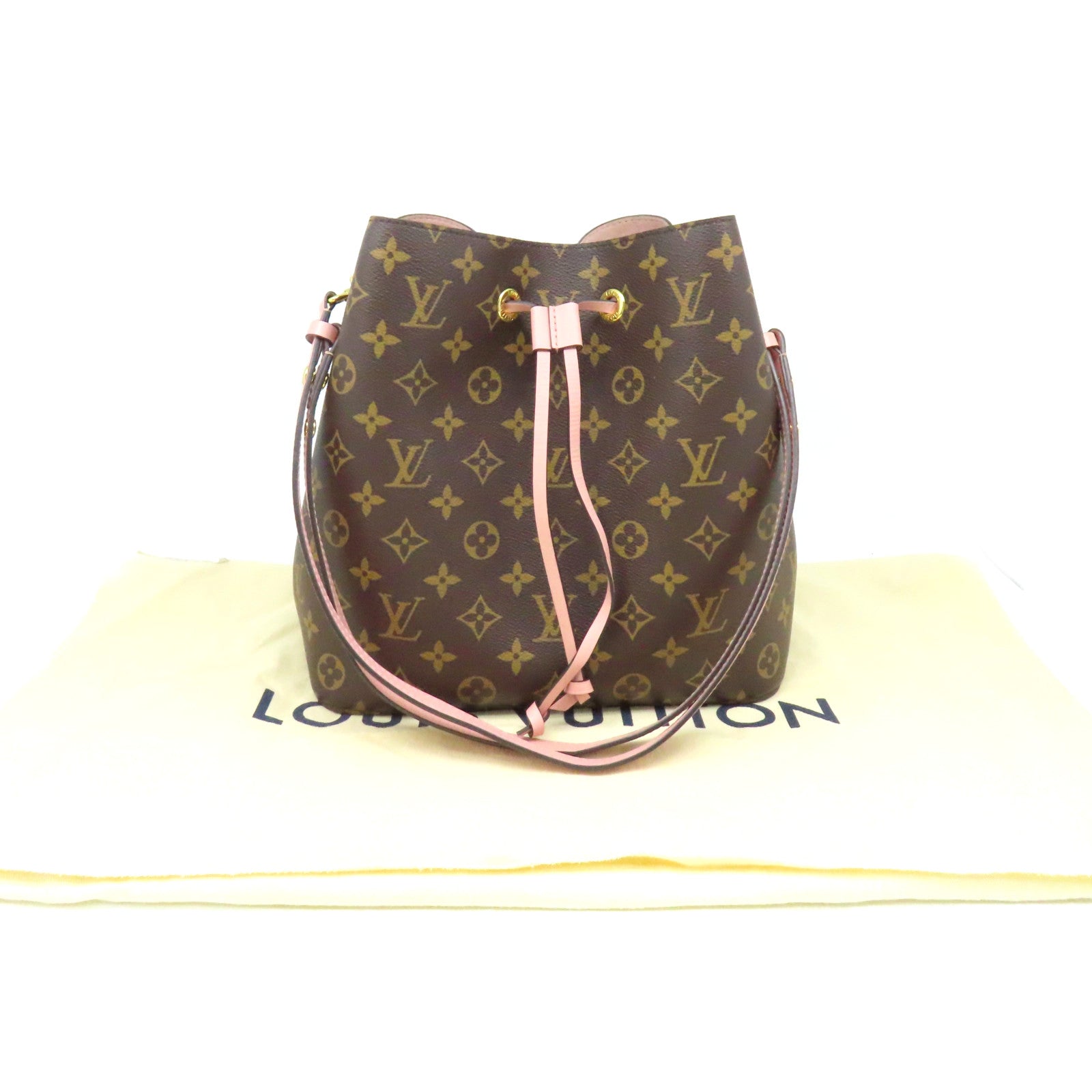 LOUIS VUITTON Monogram Neo Noe MM Shoulder Bag肩背袋啡色/粉紅色