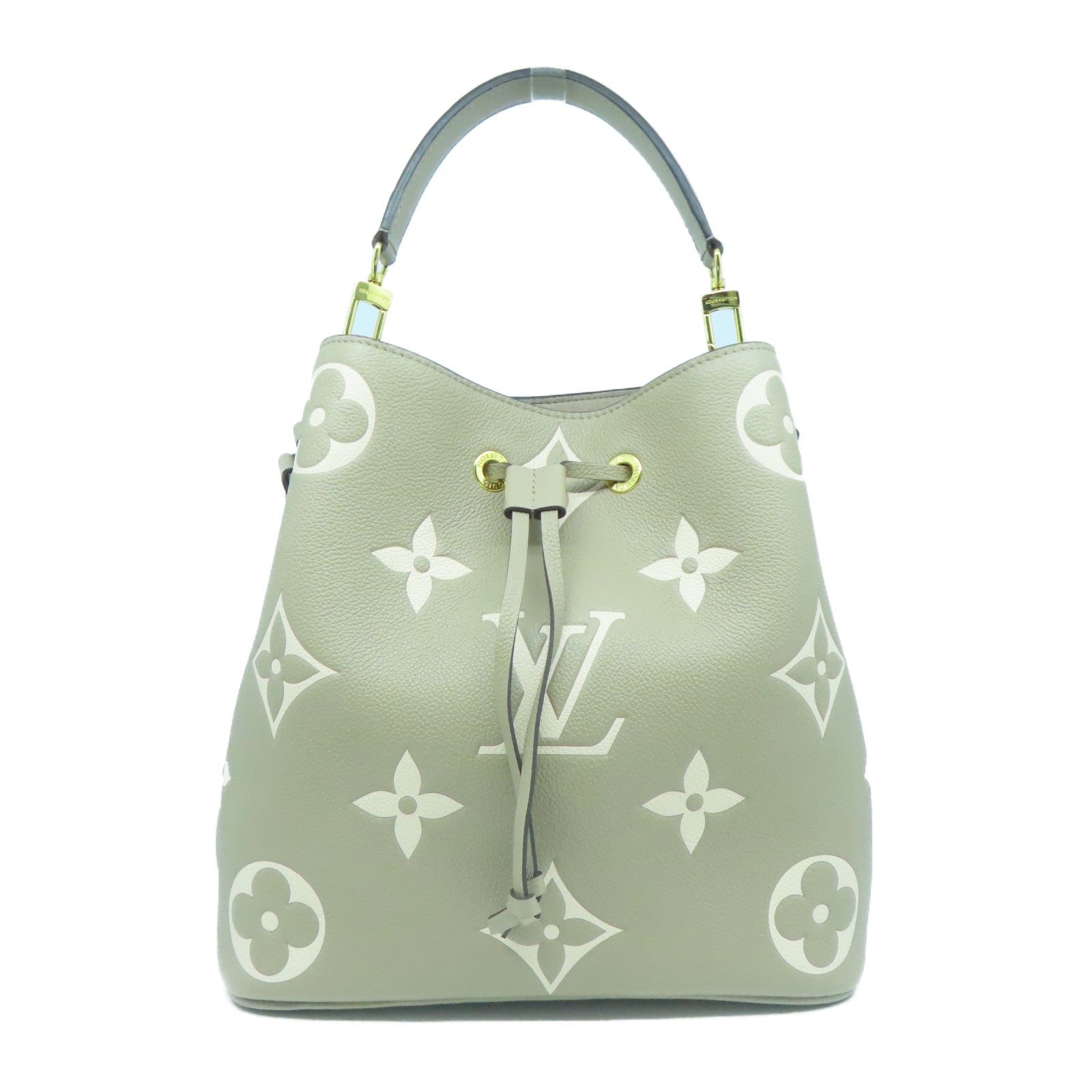 LOUIS VUITTON Monogram Empreinte NeoNoe MM金扣手挽肩背兩用袋米色