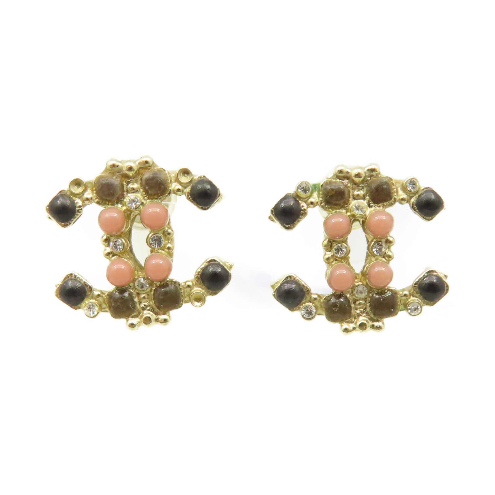 CHANEL 金屬CC Earrings耳環金色/黑色/粉紅色