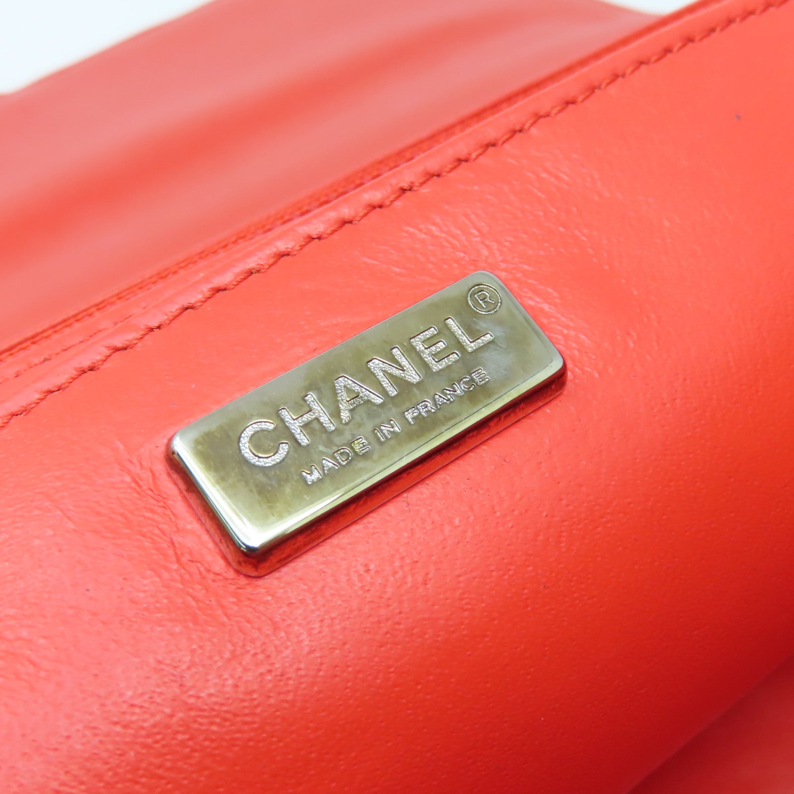 CHANEL 蛇皮皮革Chain Shoulder Bag銀扣肩背袋紅色